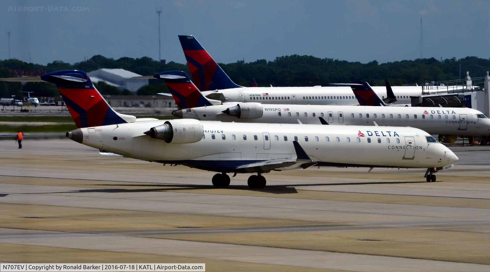 N707EV, 2002 Bombardier CRJ-701 (CL-600-2C10) Regional Jet C/N 10057, Taxi Atlanta
