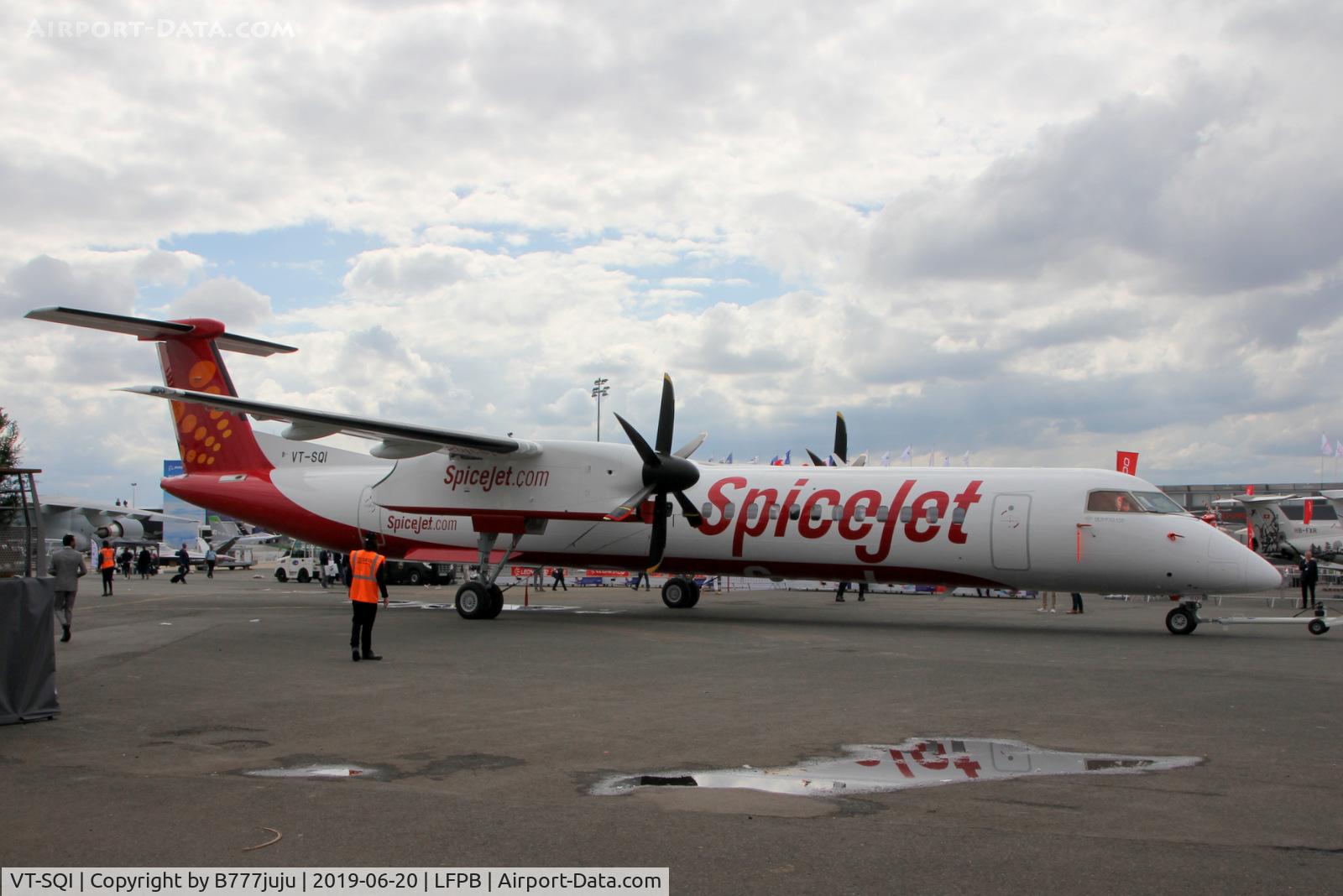 VT-SQI, 2019 De Havilland Canada DHC-8-402Q Dash 8 Dash 8 C/N 4596, on display at SIAE 2019