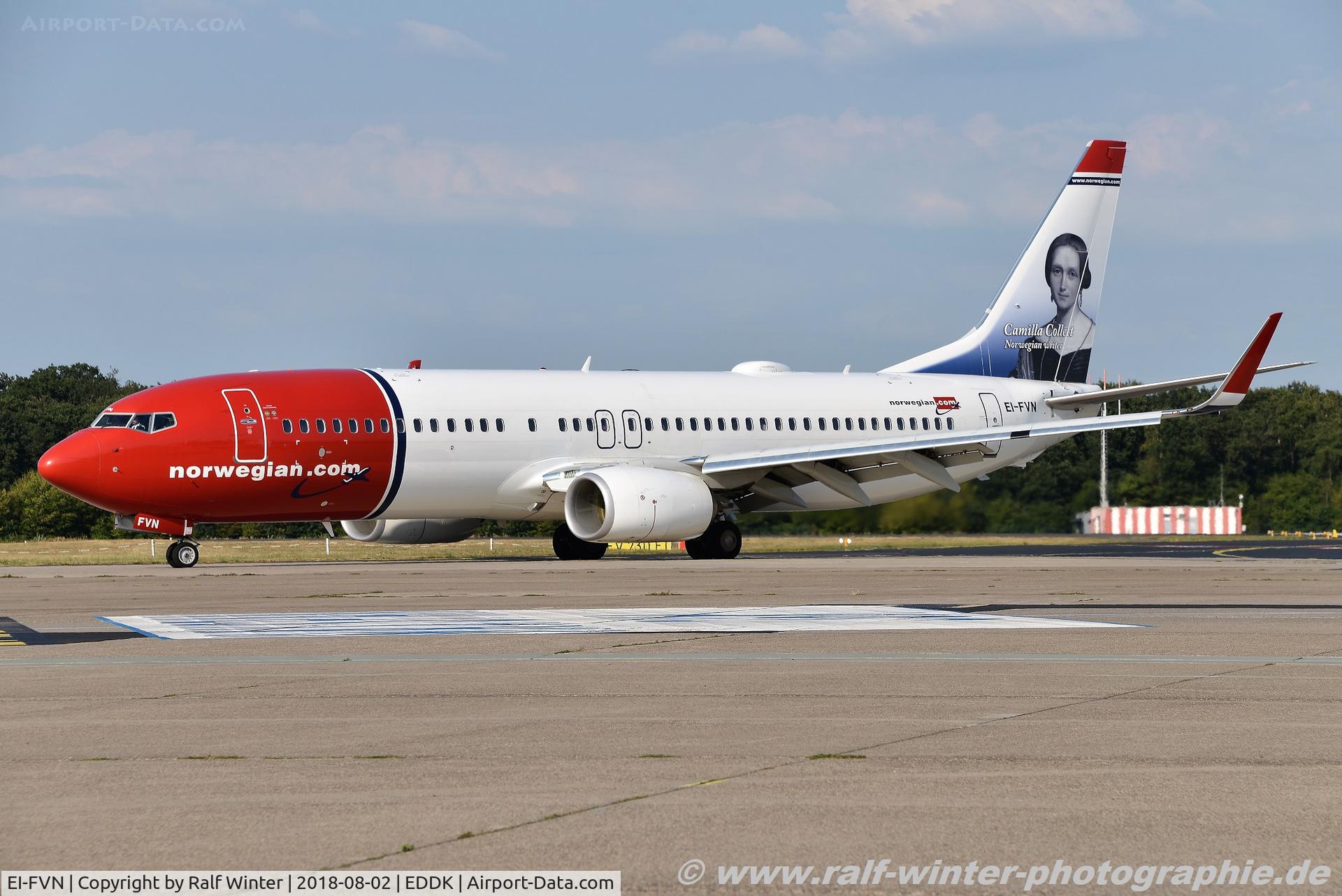 EI-FVN, 2017 Boeing 737-8JP C/N 42085, Boeing 737-8JP(W) - IBK Norwegian Air International 'Camilla Collett' - 42085 - EI-FVN - 02.08.2018 - CGN