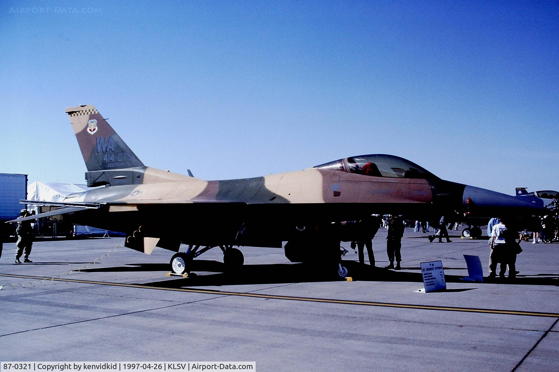 87-0321, General Dynamics F-16C Fighting Falcon C/N 5C-582, At the 1997 Golden Air Tattoo, Nellis.