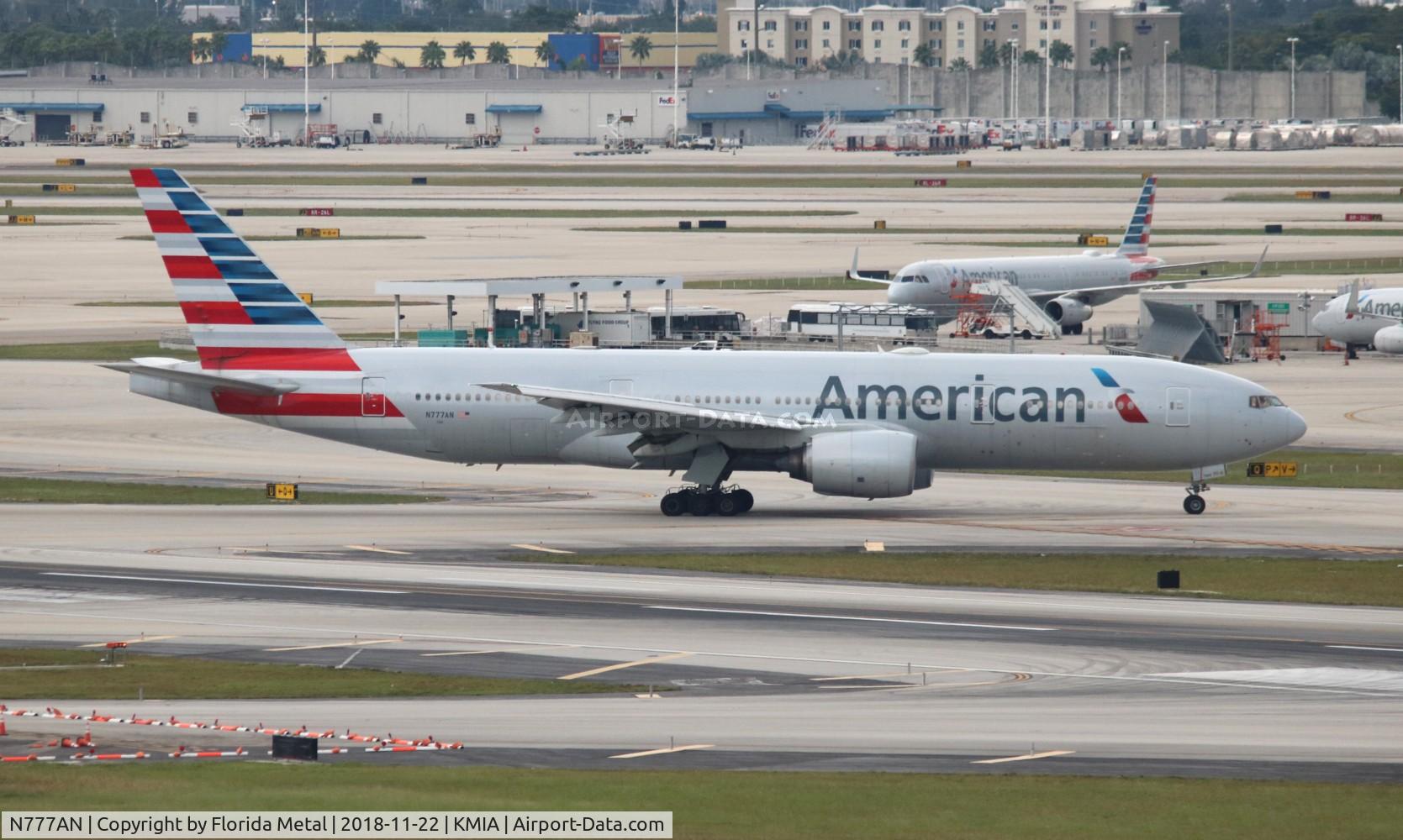 N777AN, 1999 Boeing 777-223 C/N 29585, MIA spotting 2018