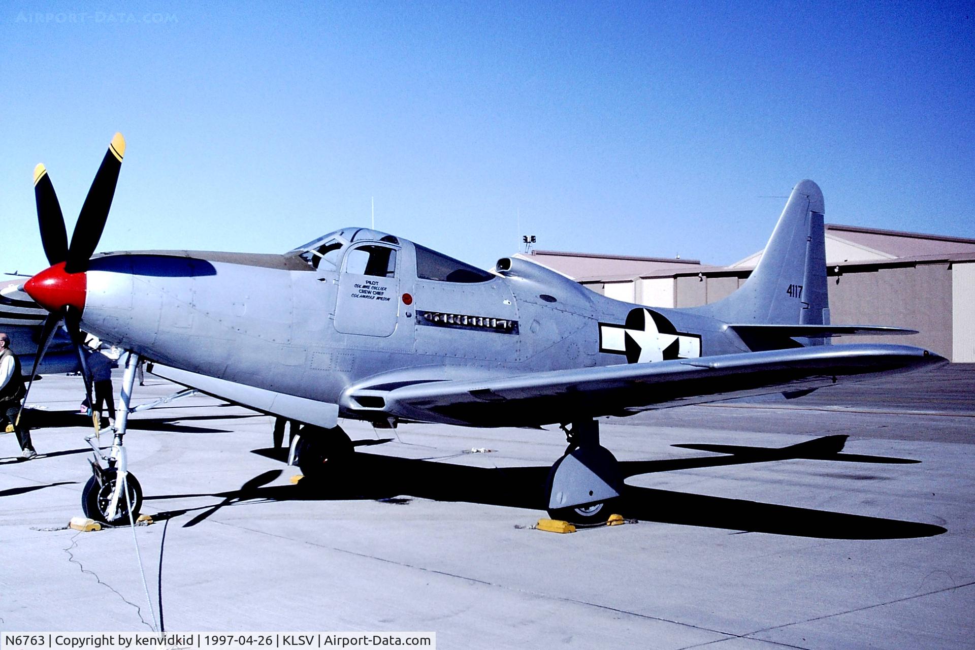 N6763, 1946 Bell P-63F Kingcobra C/N 296E1-1R, At the 1997 Golden Air Tattoo, Nellis.