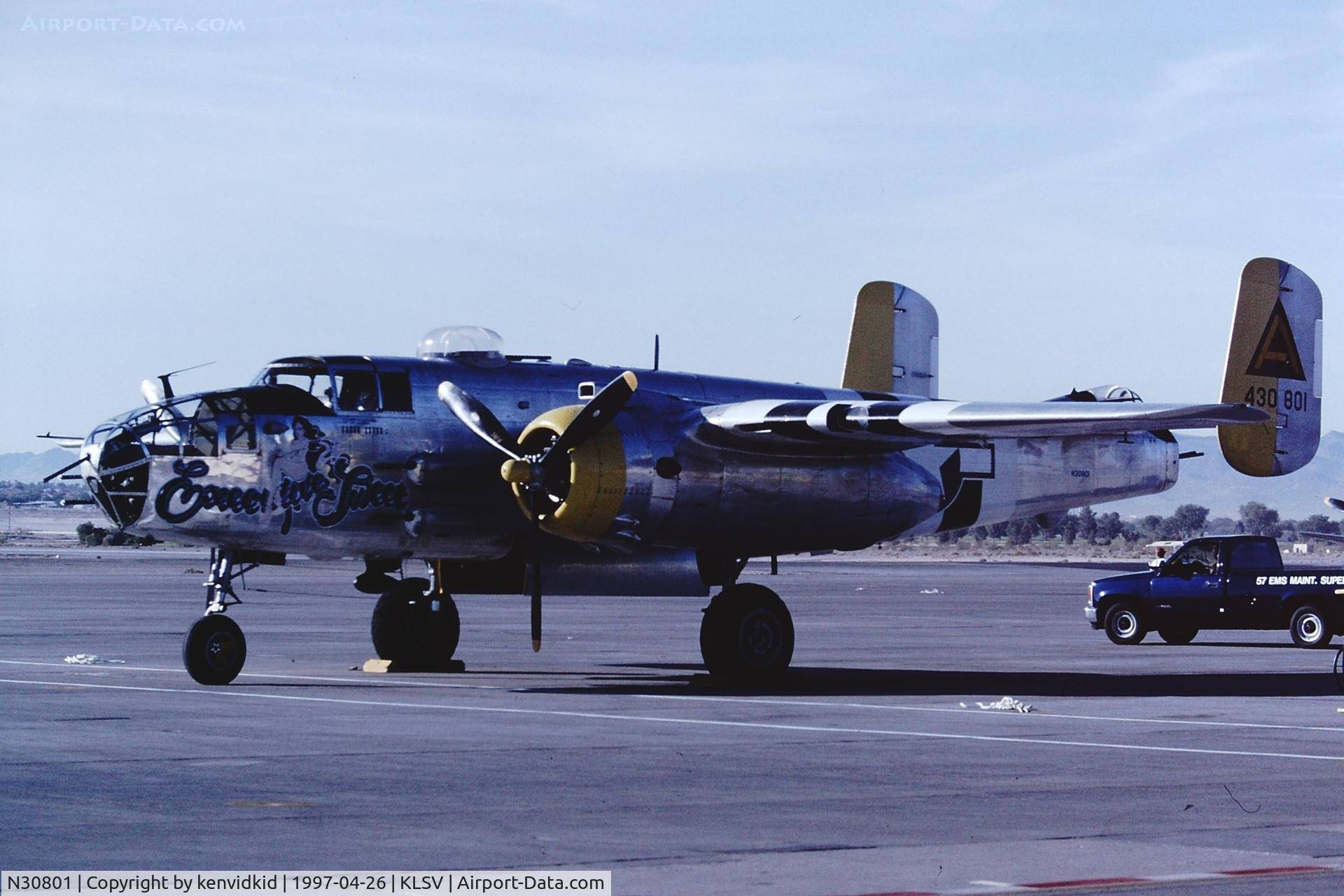 N30801, 1944 North American TB-25N Mitchell C/N 108-34076, At the 1997 Golden Air Tattoo, Nellis.