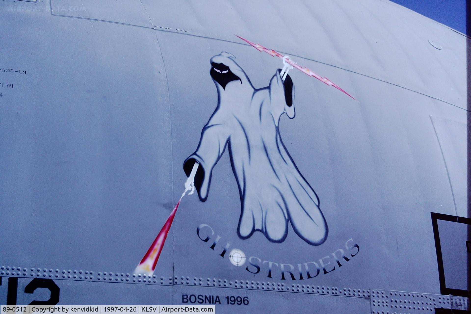 89-0512, 1989 Lockheed AC-130U Spooky II C/N 382-5231, At the 1997 Golden Air Tattoo, Nellis.
Close-up detail.