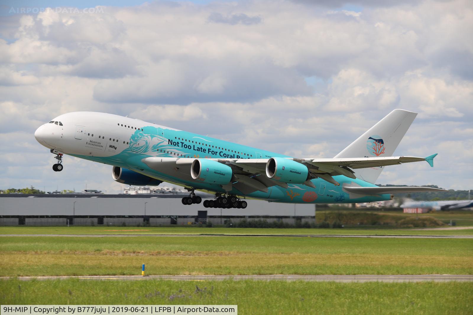9H-MIP, 2006 Airbus A380-841 C/N 006, on display at SIAE 2019