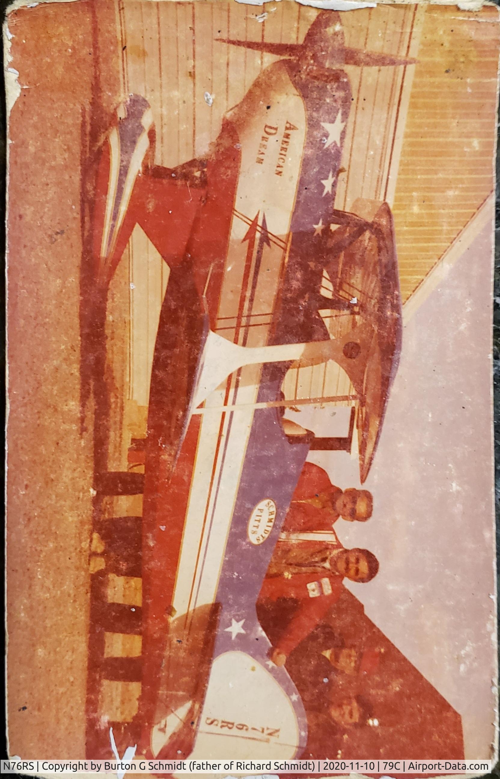 N76RS, 1976 Pitts S-1S Special C/N 683-H, Photo just prior to first flight, October 15, 1976.  Richard Schmidt, the builder/pilot/owner is second from left.