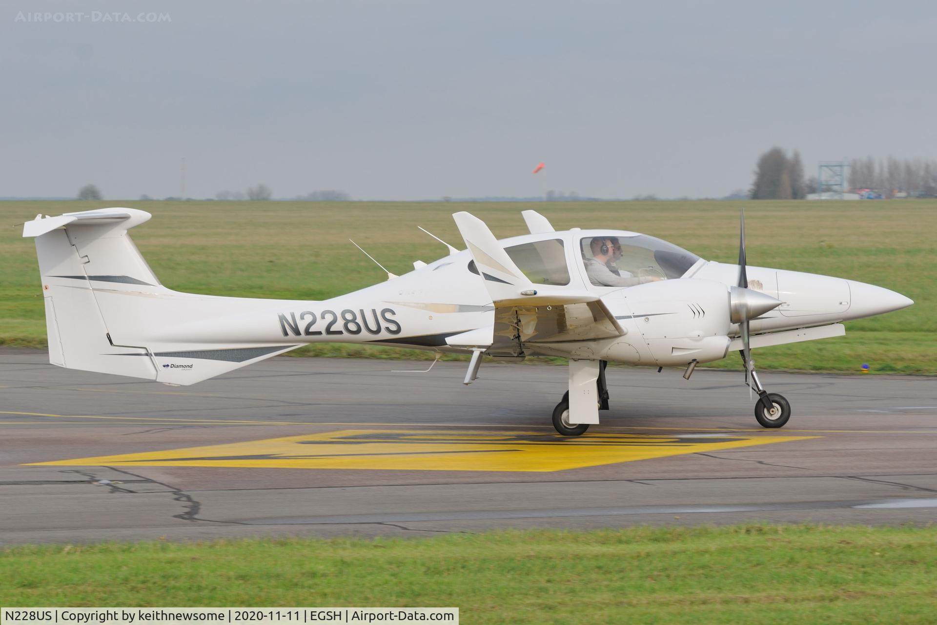 N228US, 2008 Diamond DA-42 Twin Star C/N 42.347, Leaving Norwich for North Weald.