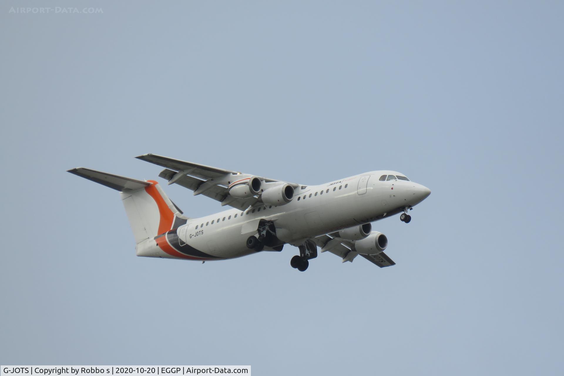 G-JOTS, 1999 British Aerospace Avro 146-RJ100 C/N E3355, G-JOTS RJ100 on approach to Liverpool John Lennon Airport.