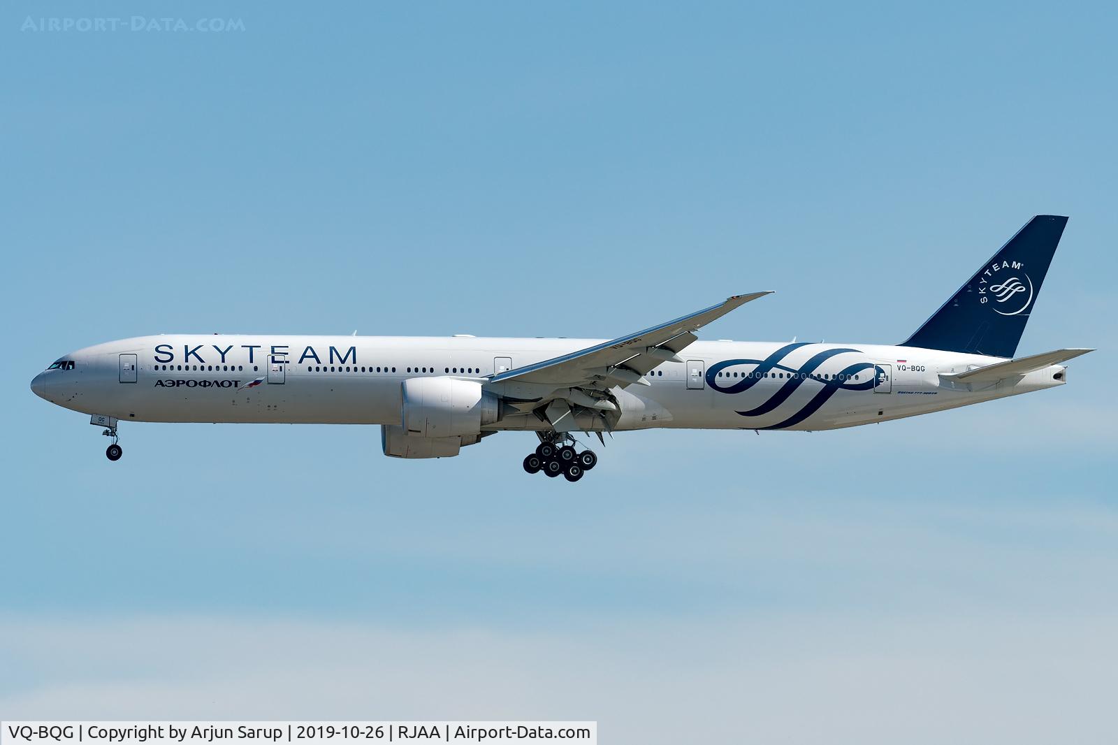 VQ-BQG, 2014 Boeing 777-3M0/ER C/N 41689, Morning arrival at Narita.