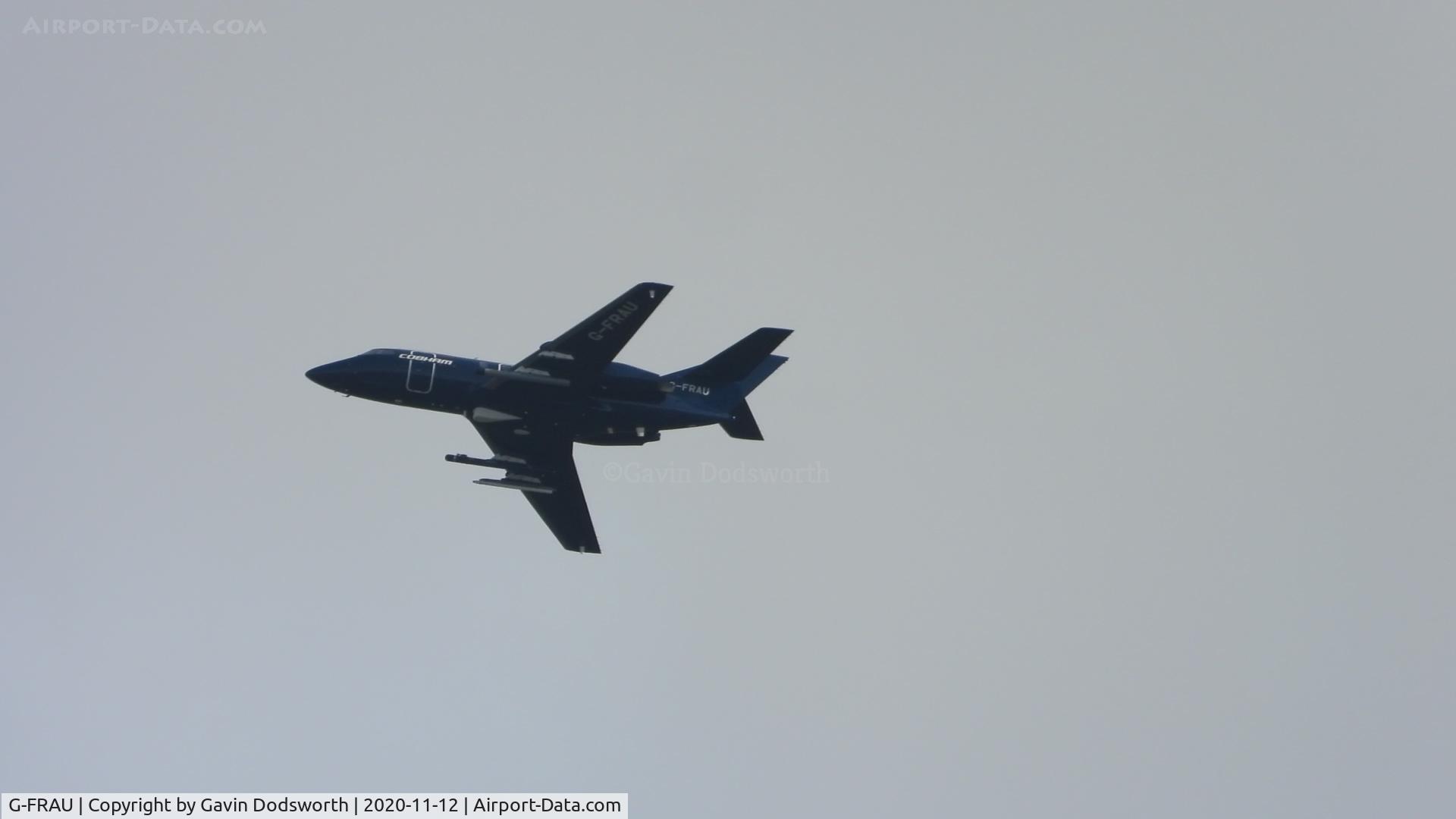 G-FRAU, 1967 Dassault Falcon (Mystere) 20C C/N 97, Over Darlington on November 11th 2020 heading north to Scotland