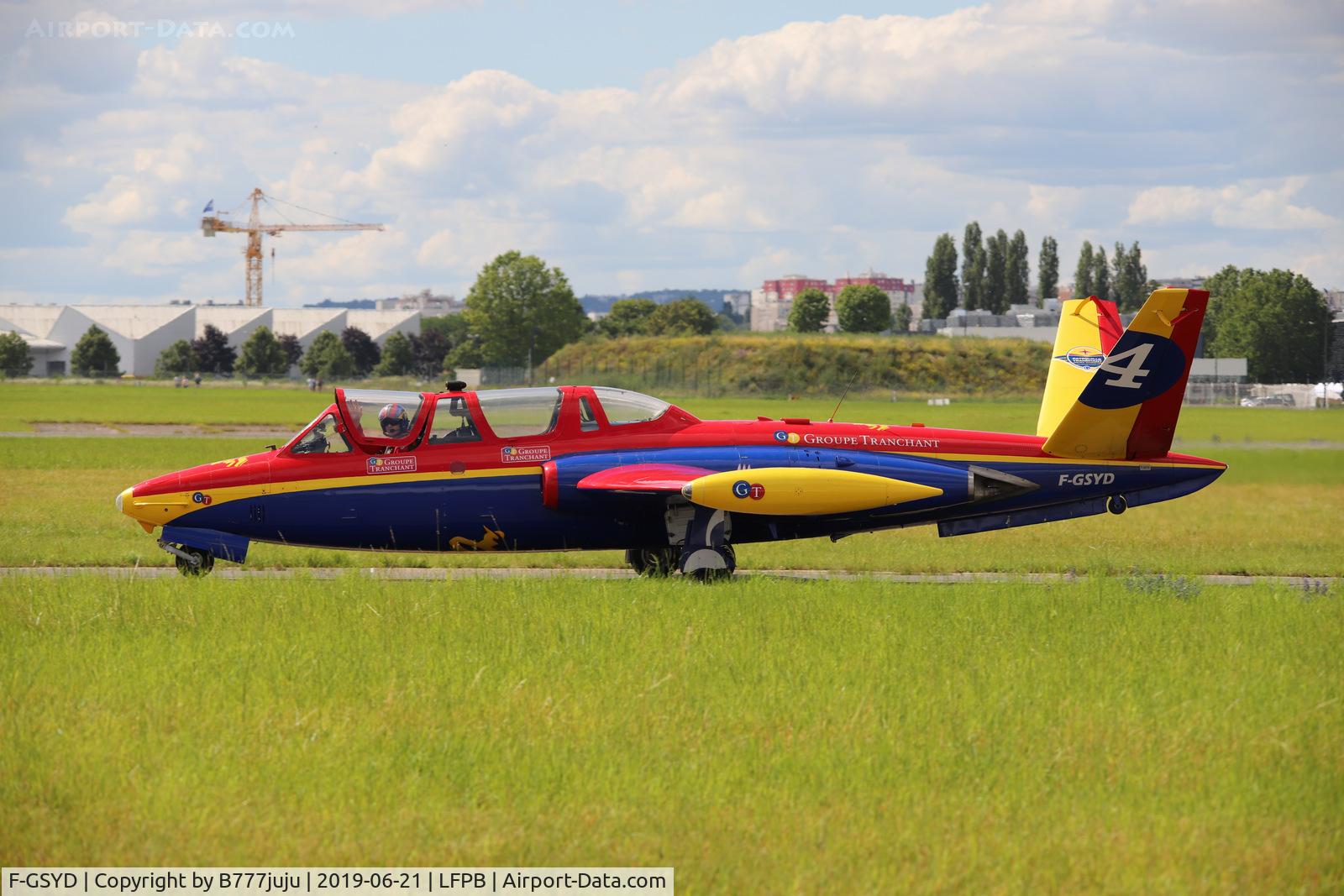 F-GSYD, Fouga CM-170 Magister C/N 455, on display at SIAE 2019