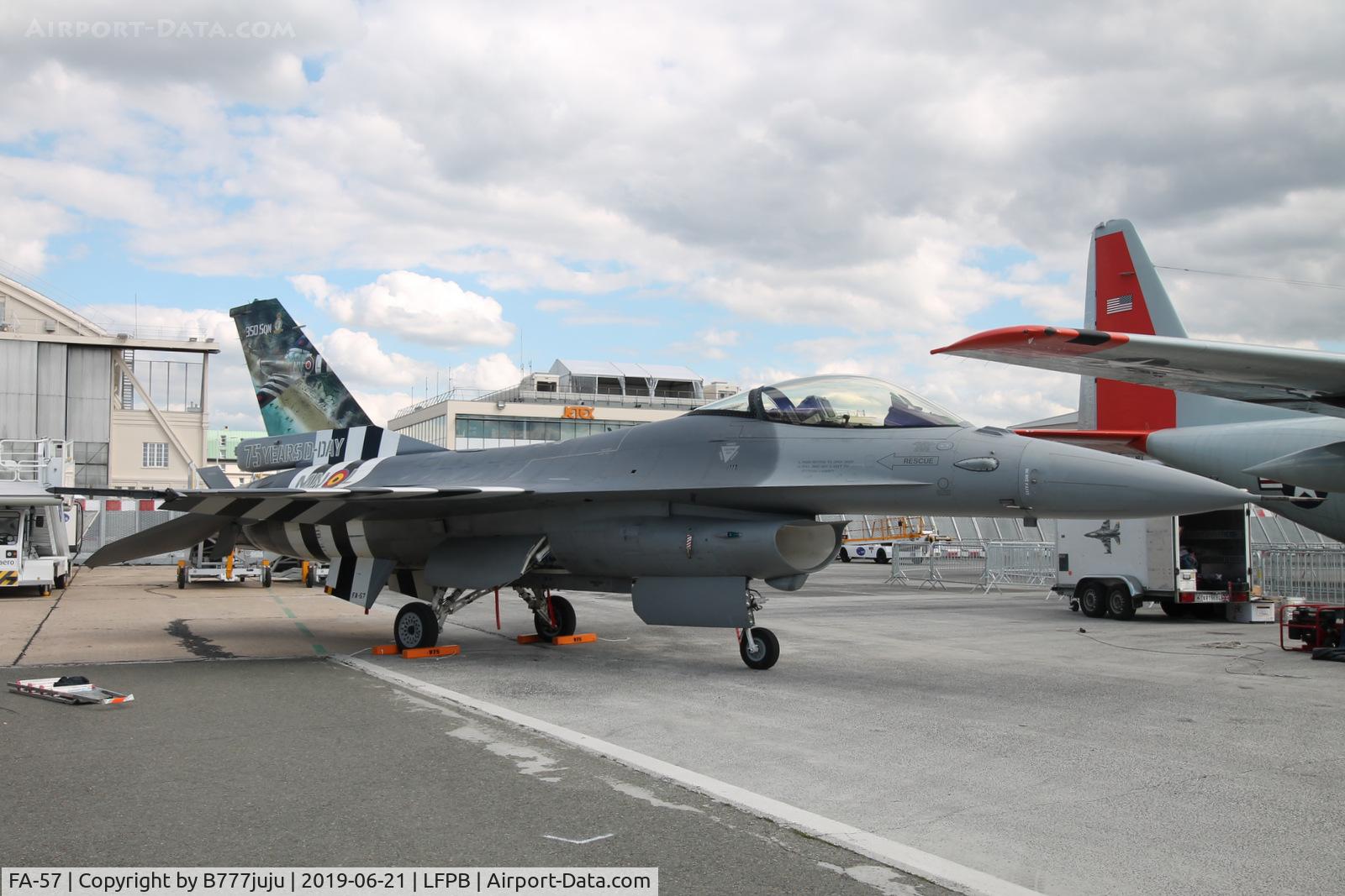 FA-57, 1980 SABCA F-16AM Fighting Falcon C/N 6H-57, on display at SIAE 2019