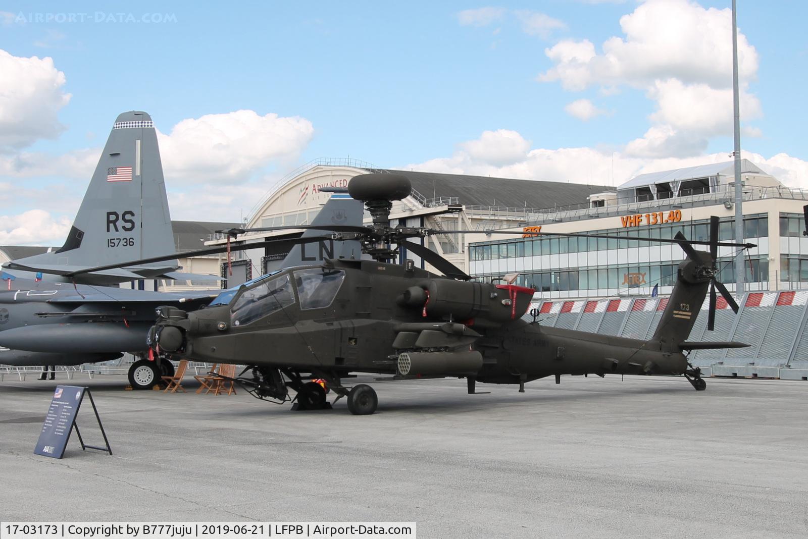 17-03173, Boeing AH-64E Apache Guardian C/N NM173, on display at SIAE 2019