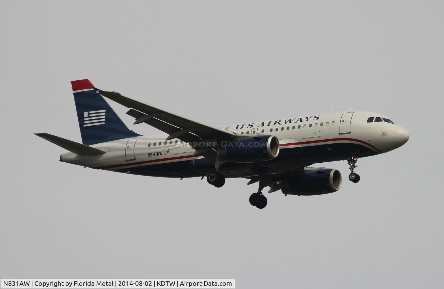 N831AW, 2001 Airbus A319-132 C/N 1576, DTW spotting 2014