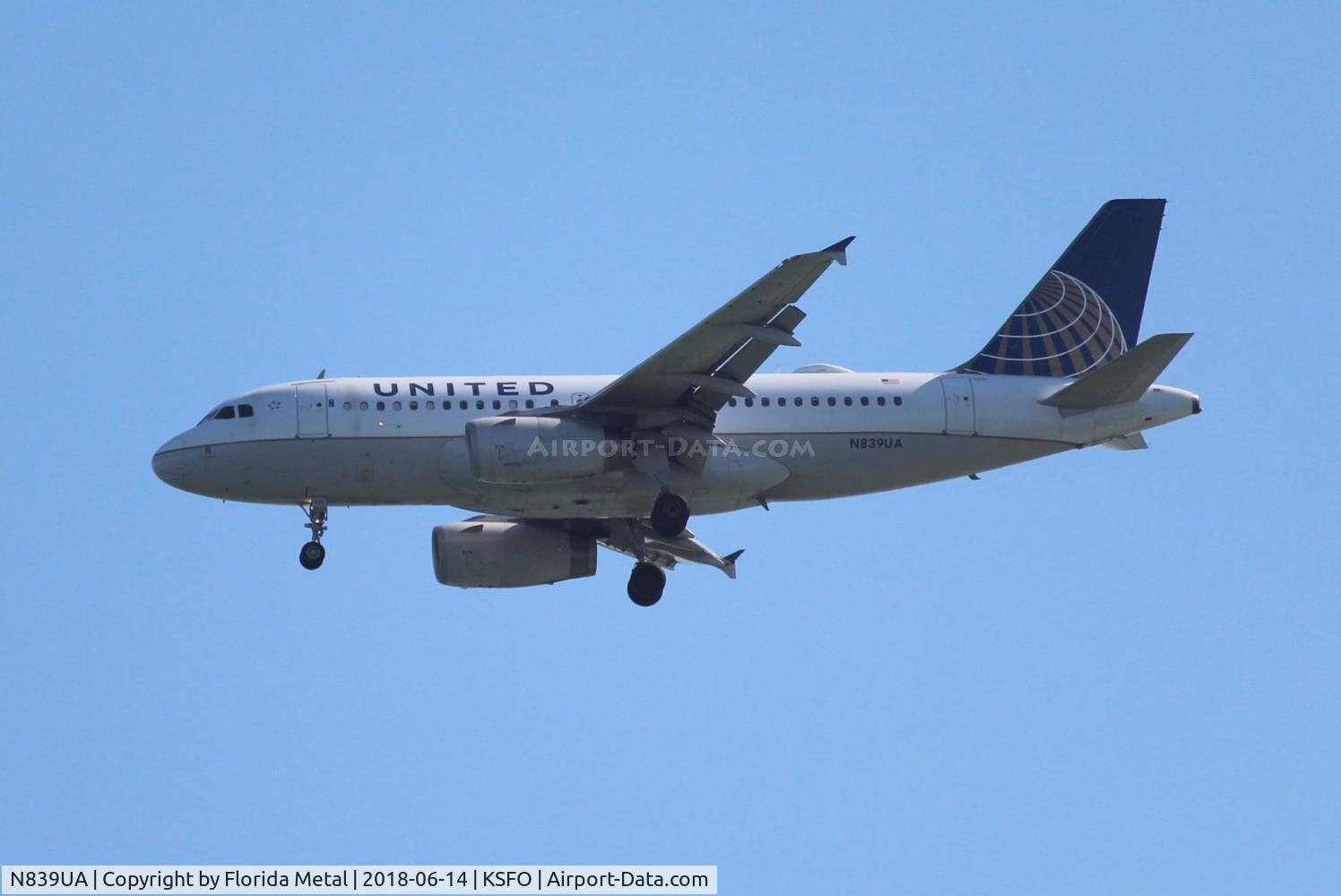 N839UA, 2001 Airbus A319-131 C/N 1507, SFO spotting 2018
