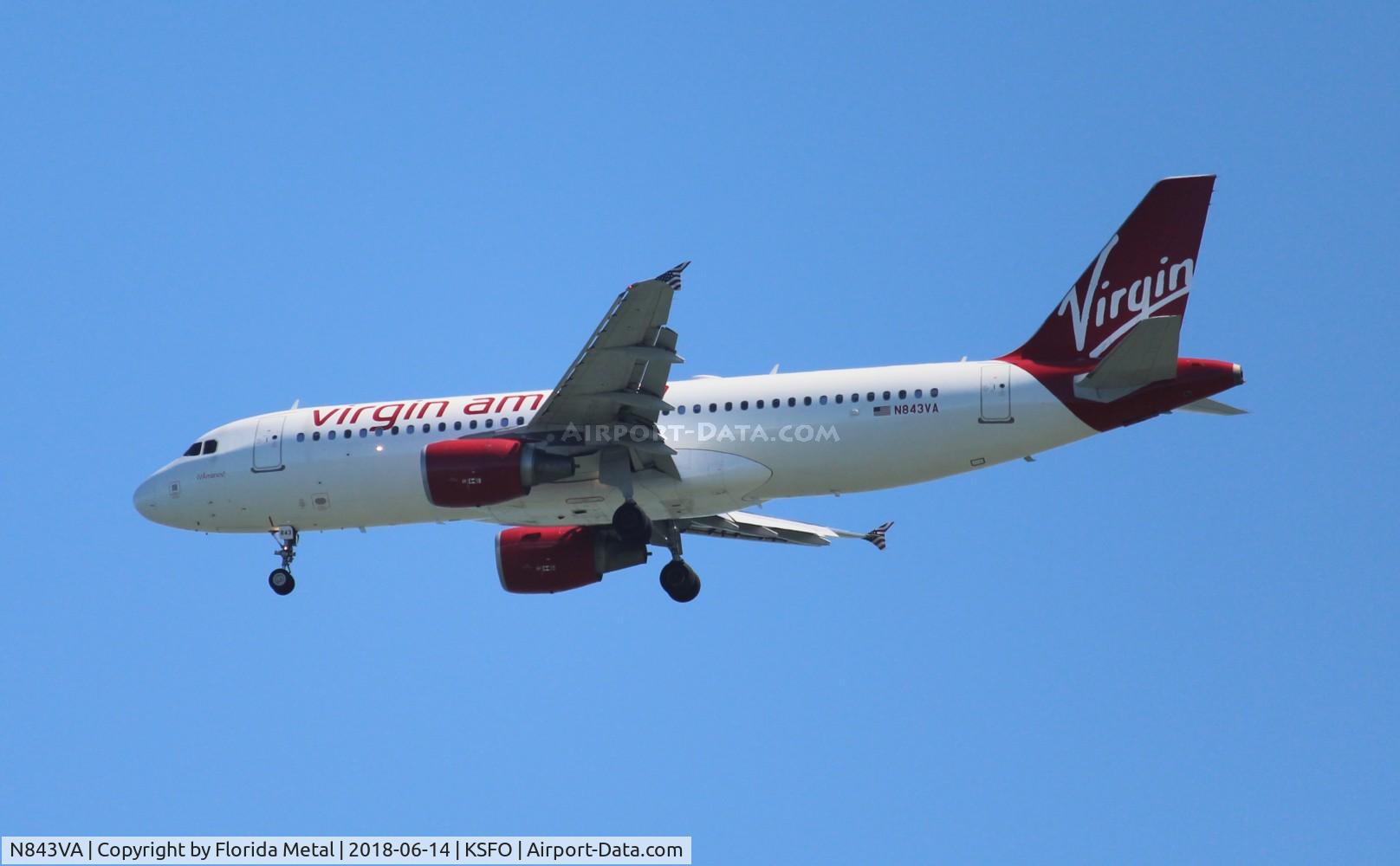 N843VA, 2011 Airbus A320-214 C/N 4814, SFO spotting 2018