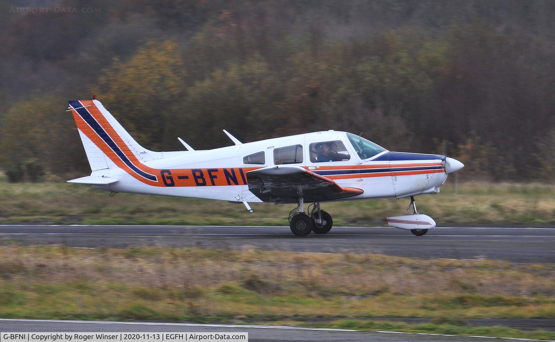 G-BFNI, 1977 Piper PA-28-161 Cherokee Warrior II C/N 28-7816215, Resident Warrior II departing Runway 28.