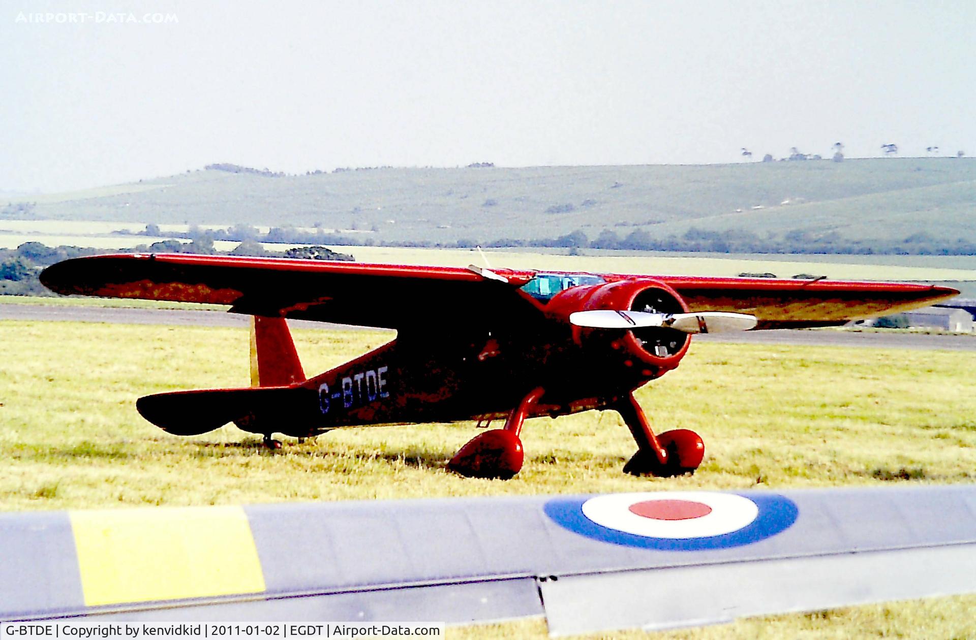 G-BTDE, 1940 Cessna C-165 Airmaster C/N 551, At Wroughton, year unknown.