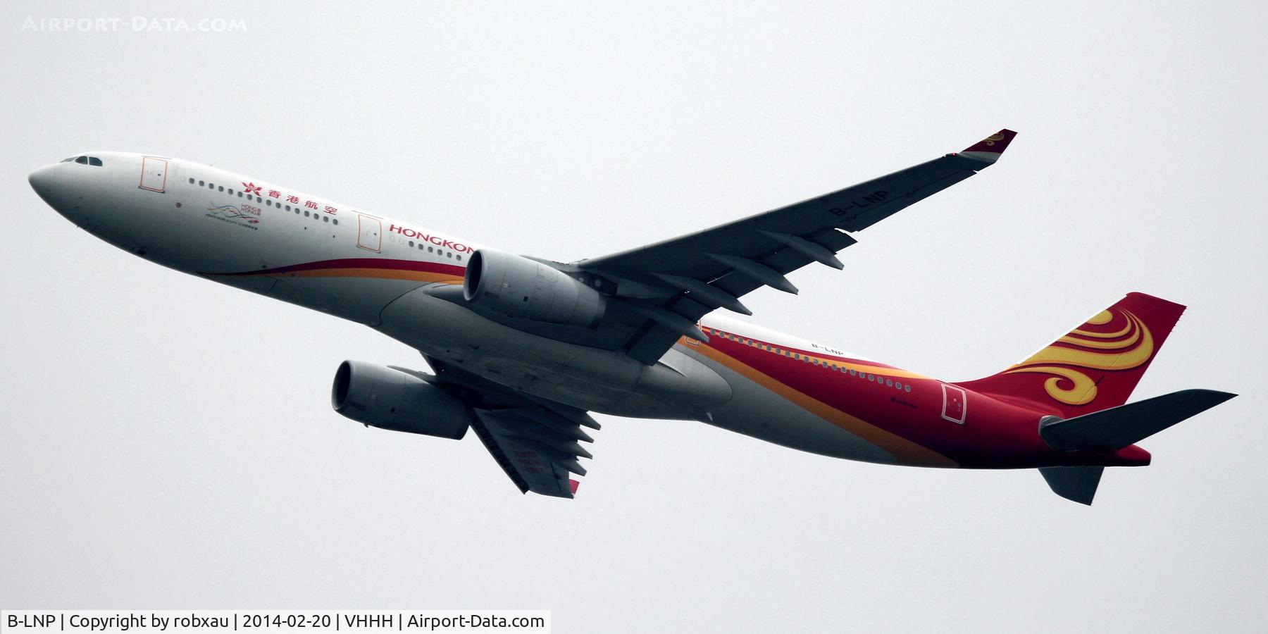 B-LNP, 2013 Airbus A330-343X C/N 1398, B-LNP seen climbing into the gloom after departure from runway 07 Right