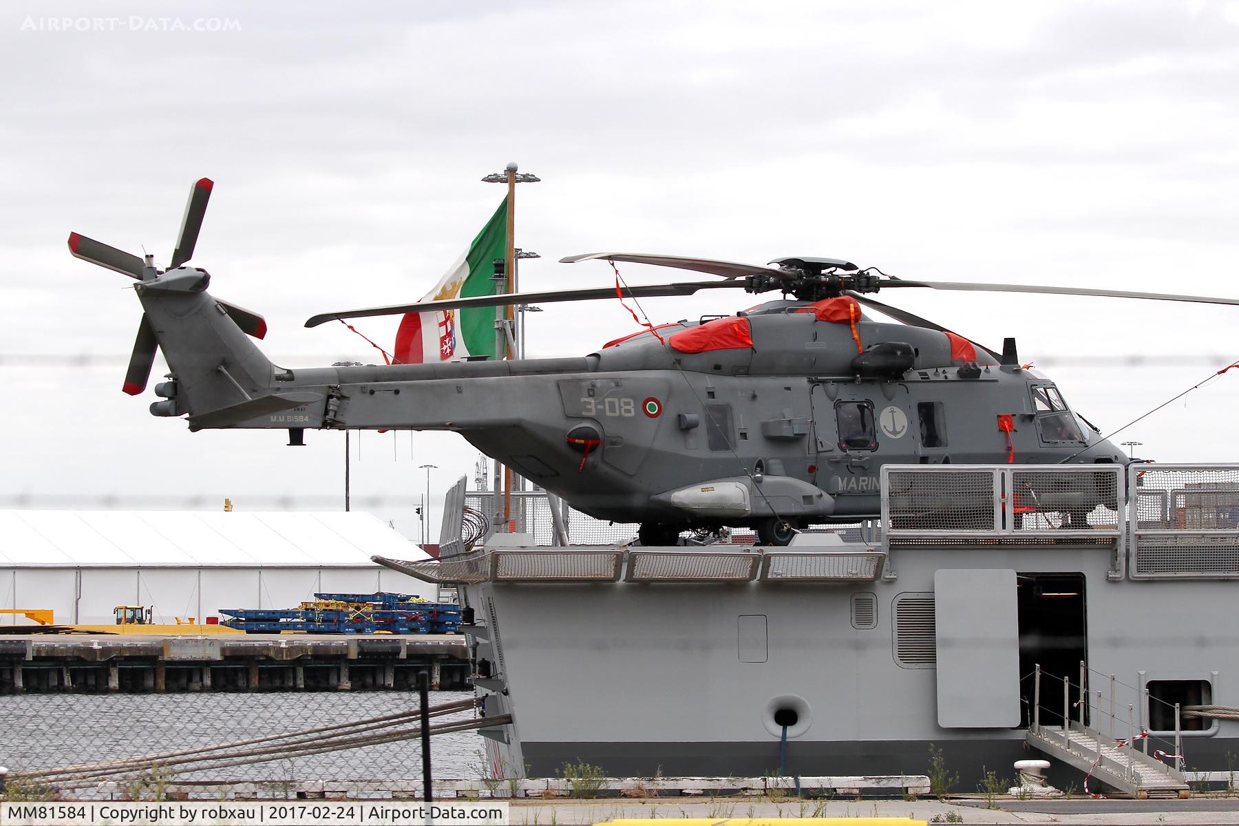 MM81584, 2014 NHI SH-90A C/N 1104/HITN08, Never before seen Marina Militare Italiana NH Industries SH-90A. Photo taken at Lorimer Street Wharves, Melbourne, Australia