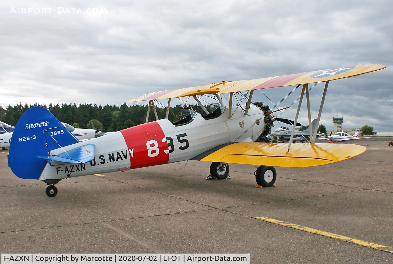F-AZXN, 1942 Boeing A75N1 (PT-17) C/N 75-3885, parked.
