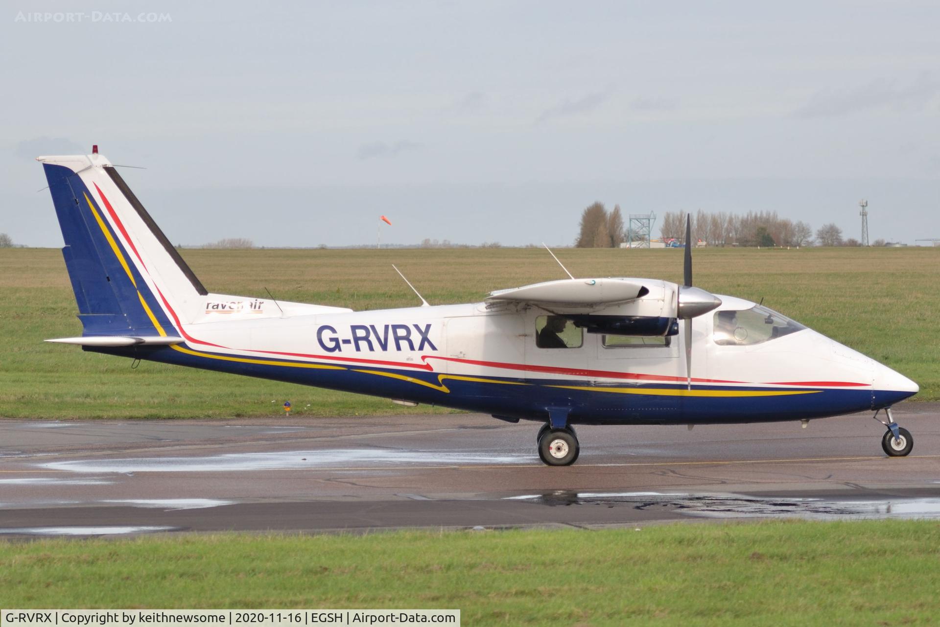 G-RVRX, 1977 Partenavia P-68B Victor C/N 62, Leaving Norwich.
