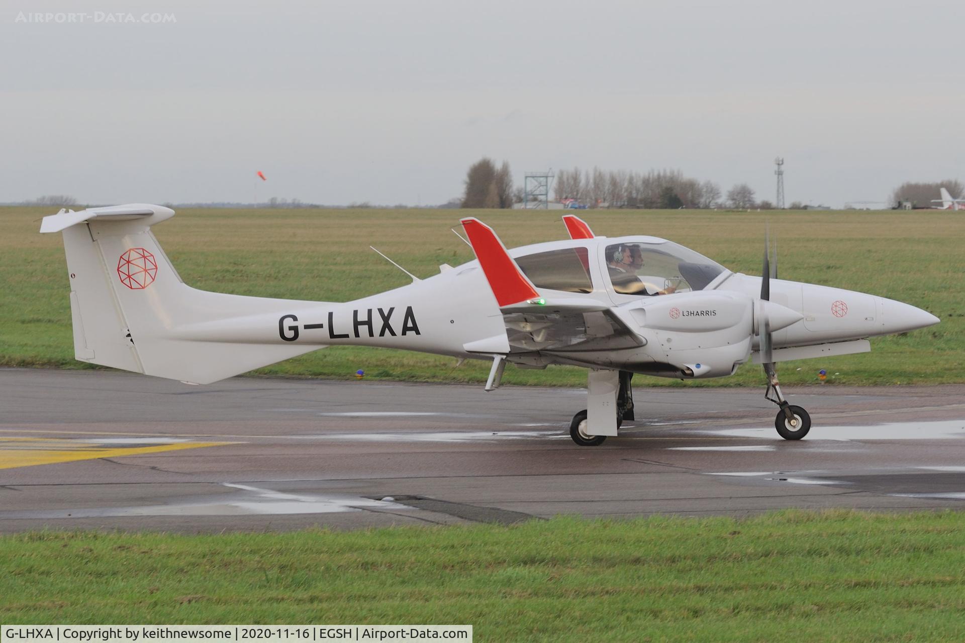 G-LHXA, 2019 Diamond DA-42 NG Twin Star C/N 42.N251, Leaving Norwich for Bournemouth via Clacton.