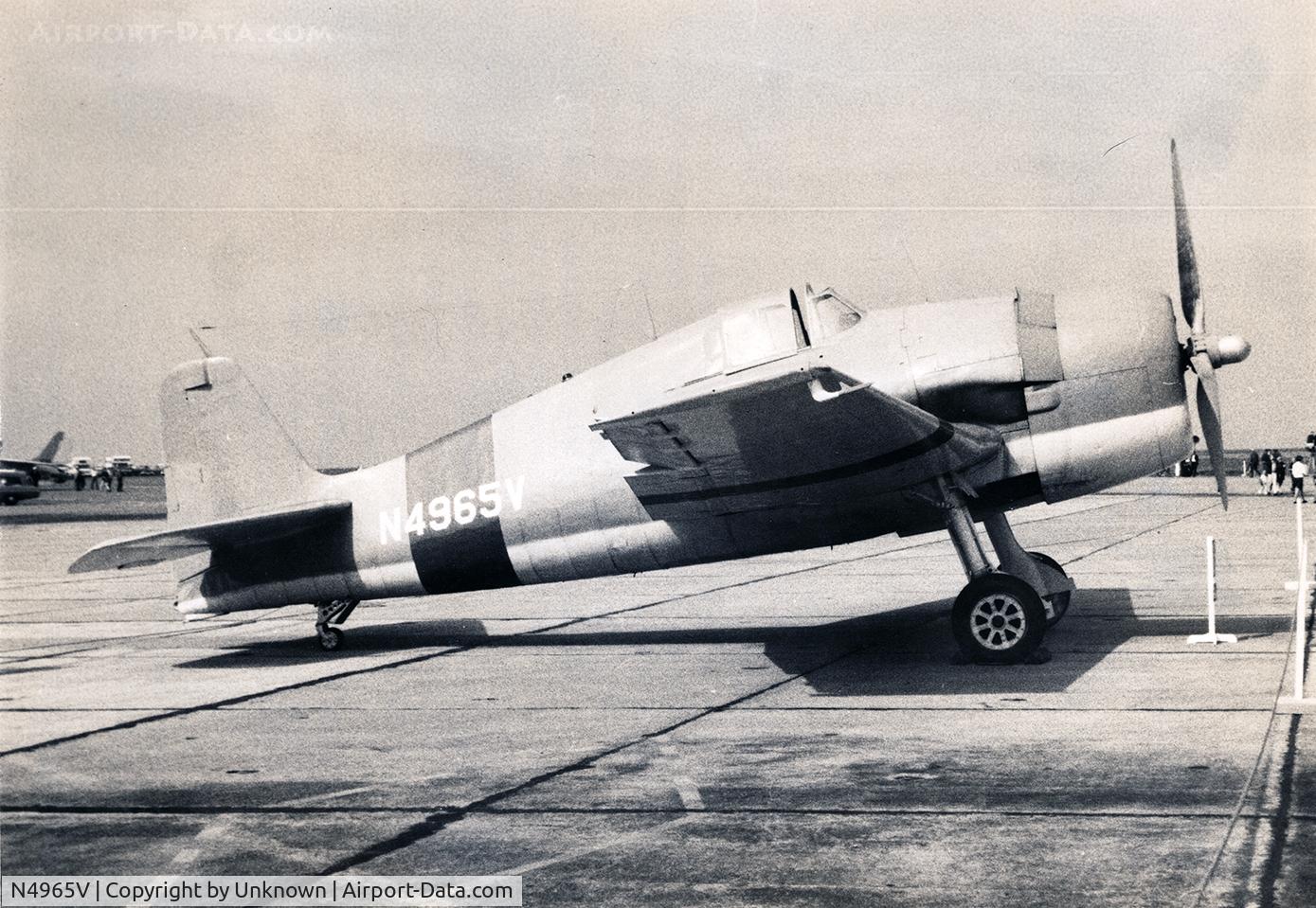 N4965V, Grumman F6F-3 Hellcat C/N 08825, In 2020, found photo inside a copy of The Last Tallyho by Richard Newhafer. Newhafer was a F6F Hellcat pilot in WWII. Photo taken ca. 1964-1966, while owned by Wayne B. Fowler of Shaw Island, WA.