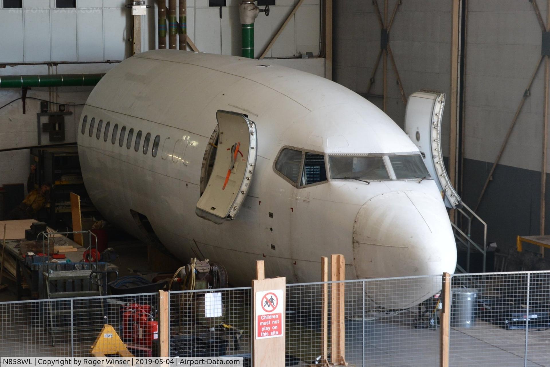 N858WL, 1990 Boeing 737-406 C/N 24858, Front section of N858WL on display at the South Wales Aviation Museum, Picketston, Saint Athan, Wales, UK.