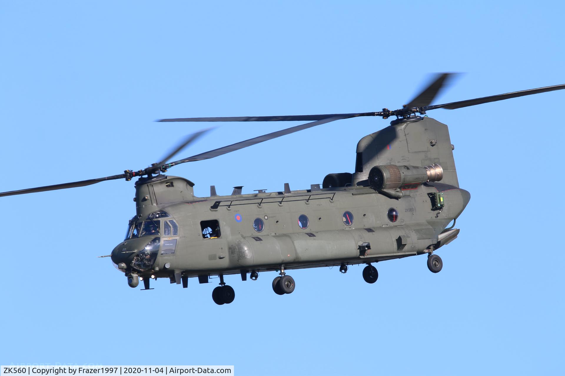 ZK560, 2012 Boeing Chinook HC.6 C/N M7741, Working on the south coast.