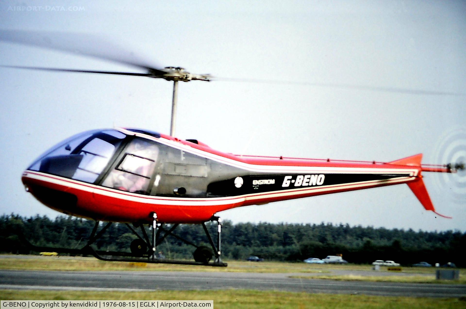 G-BENO, 1976 Enstrom 280C-UK Shark C/N 1060, Departing Blackbushe Air Festival.