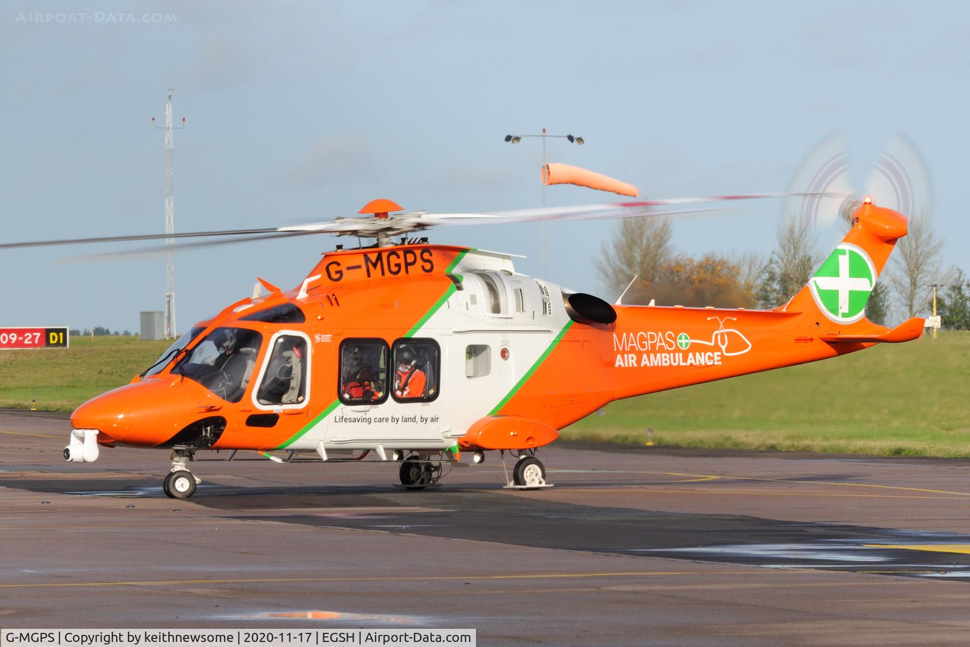G-MGPS, 2018 Leonardo AW-169 C/N 69077, Arriving at Norwich.