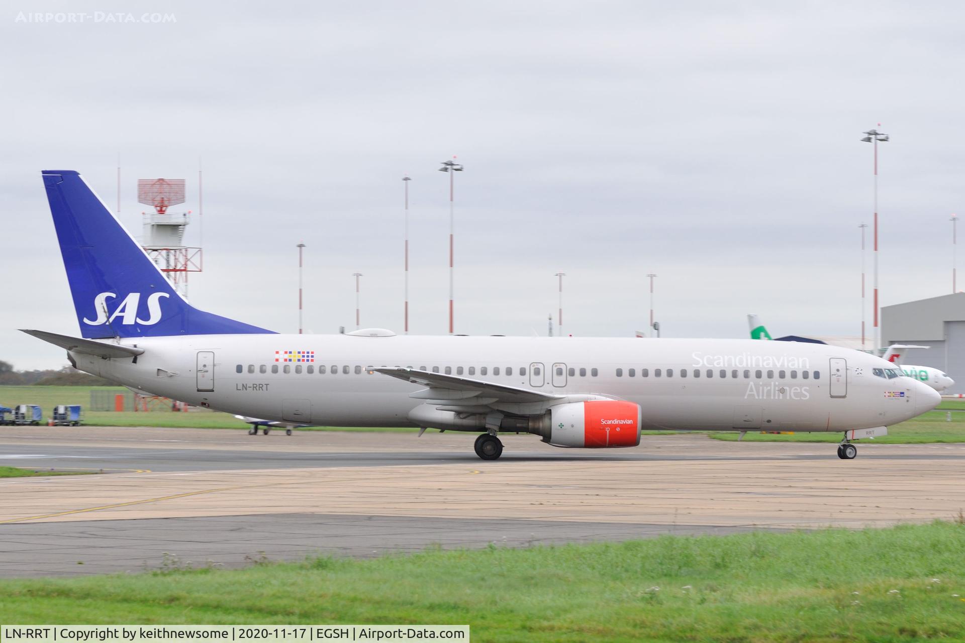 LN-RRT, 2001 Boeing 737-883 C/N 28326, Arriving at Norwich from Stockholm.