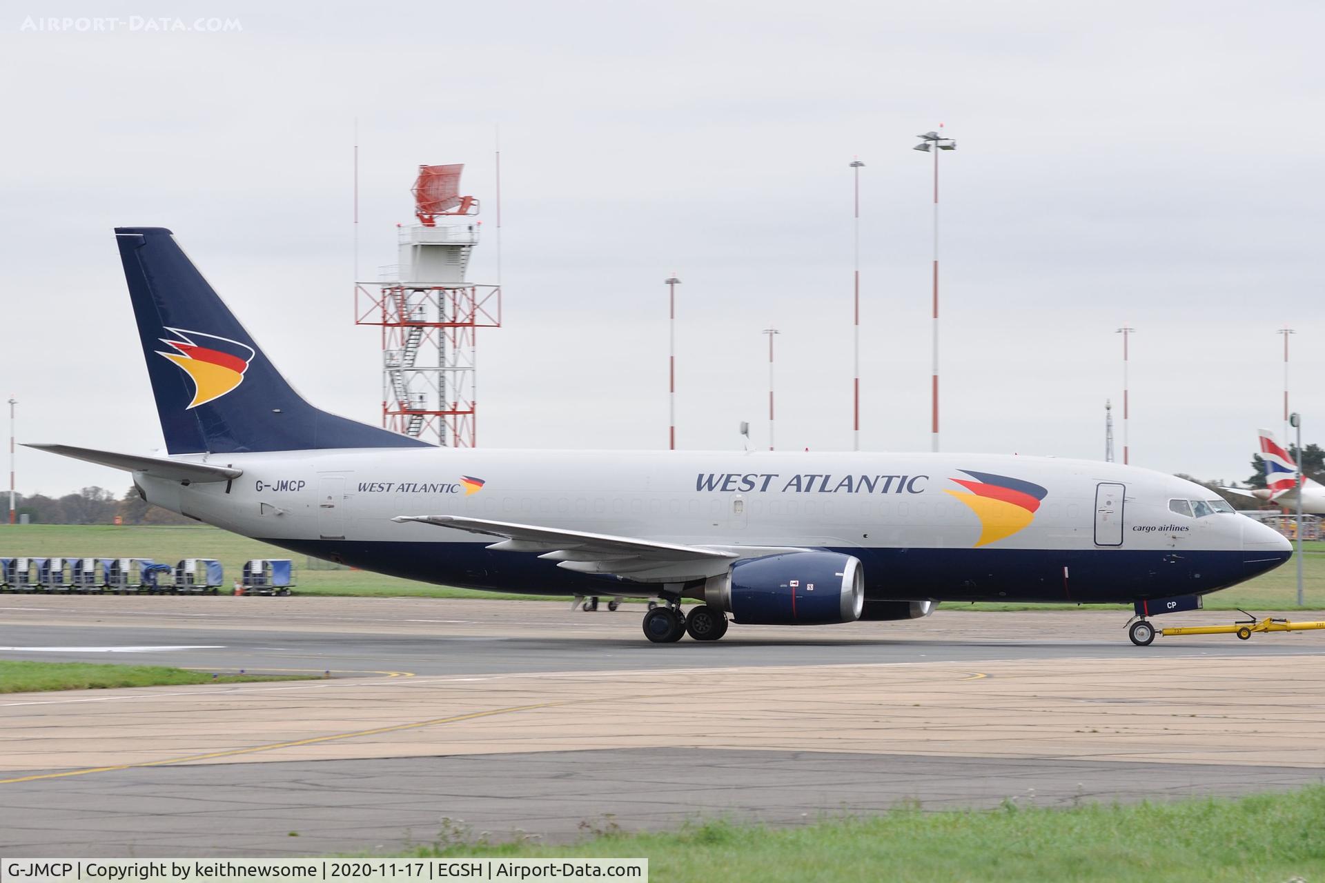 G-JMCP, 1987 Boeing 737-3T0F C/N 23578, Returning from engine test facility.