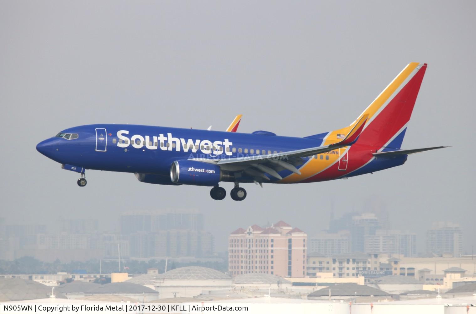N905WN, 2008 Boeing 737-7H4 C/N 36617, FLL spotting 2017