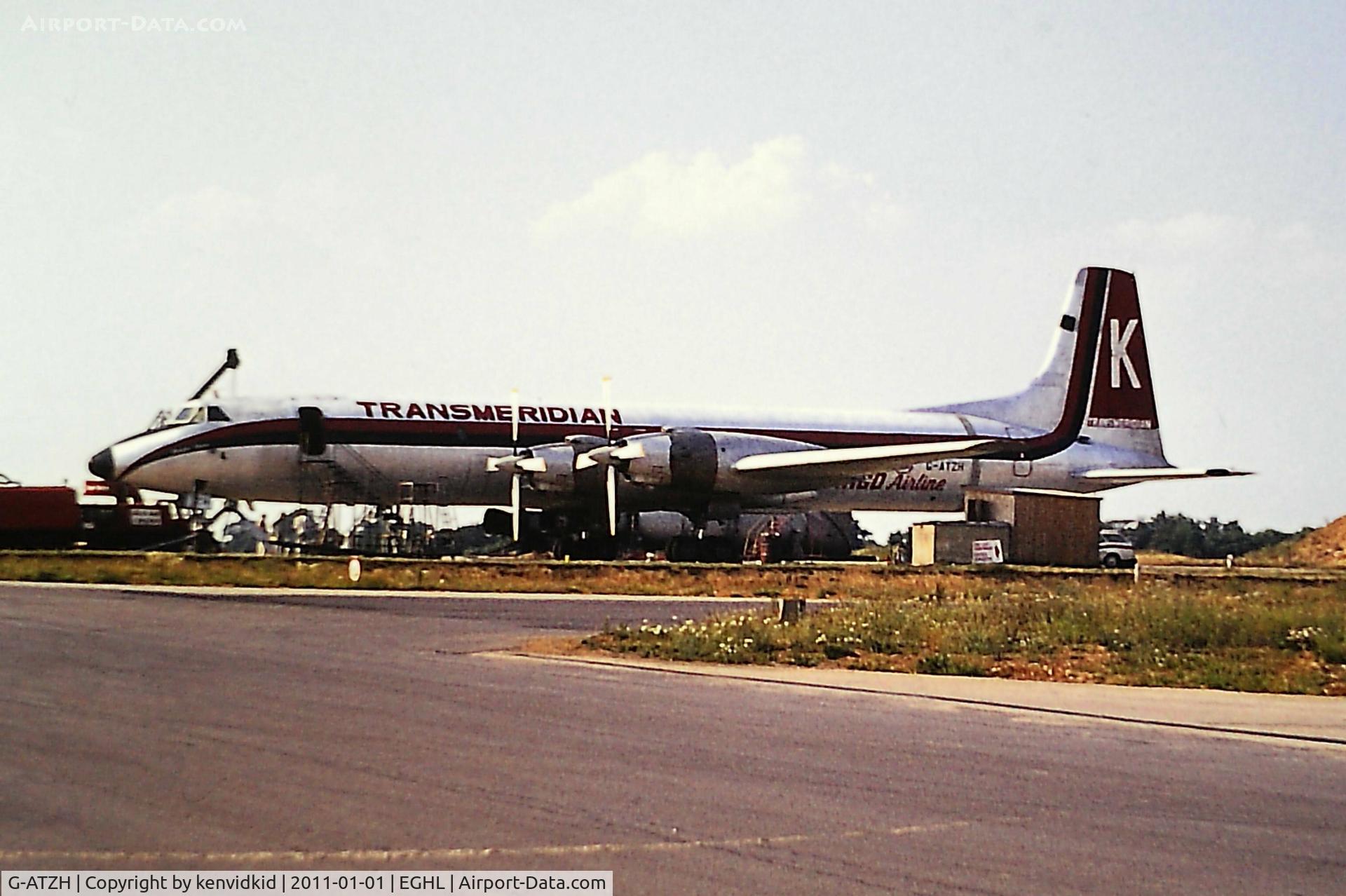 G-ATZH, 1961 Canadair CL-44D4-2 C/N 21, At Lasham mid 1970's