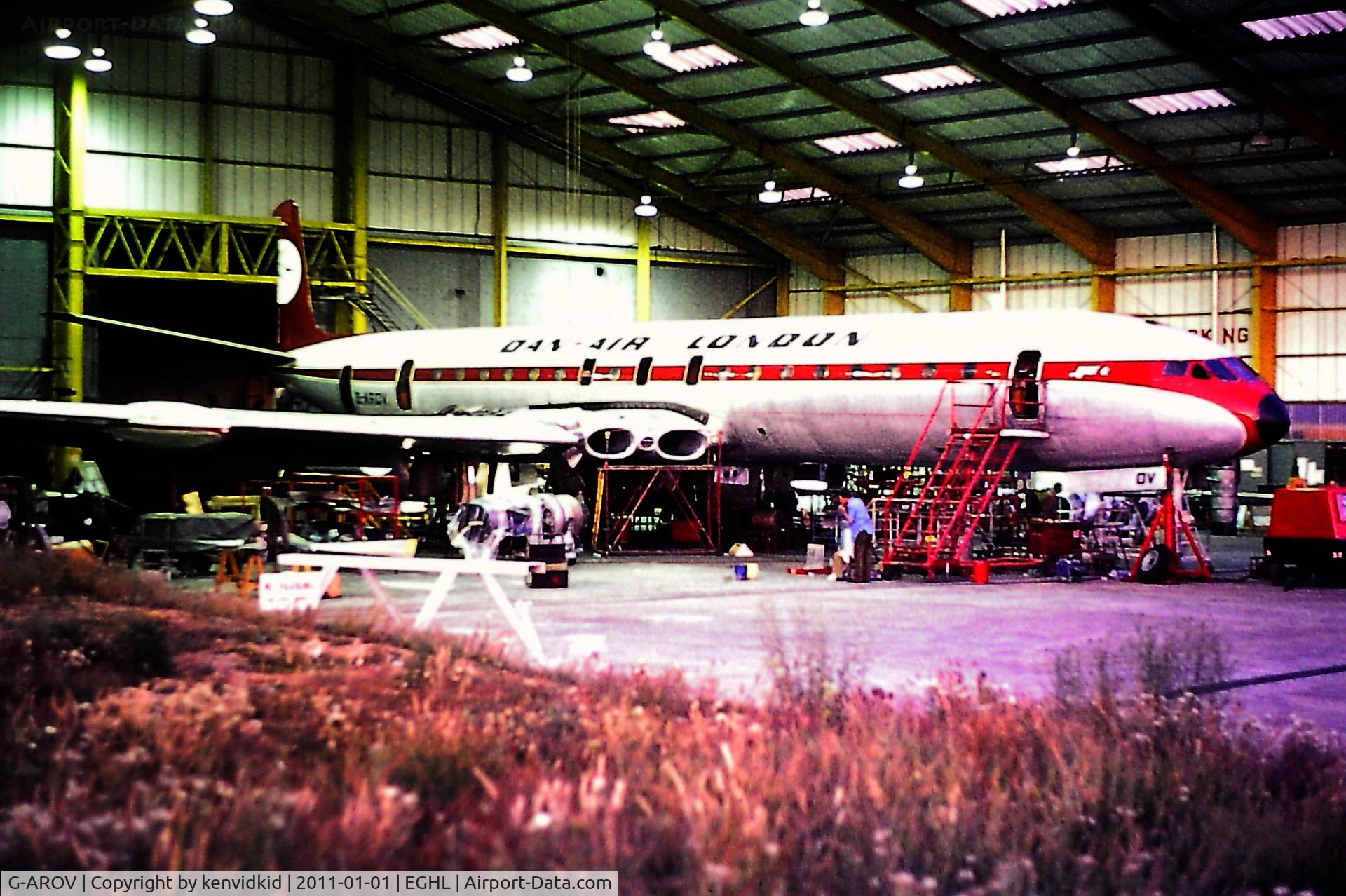 G-AROV, 1961 De Havilland DH.106 Comet 4C C/N 6460, At Lasham undergoing maintenance mid 1970's
