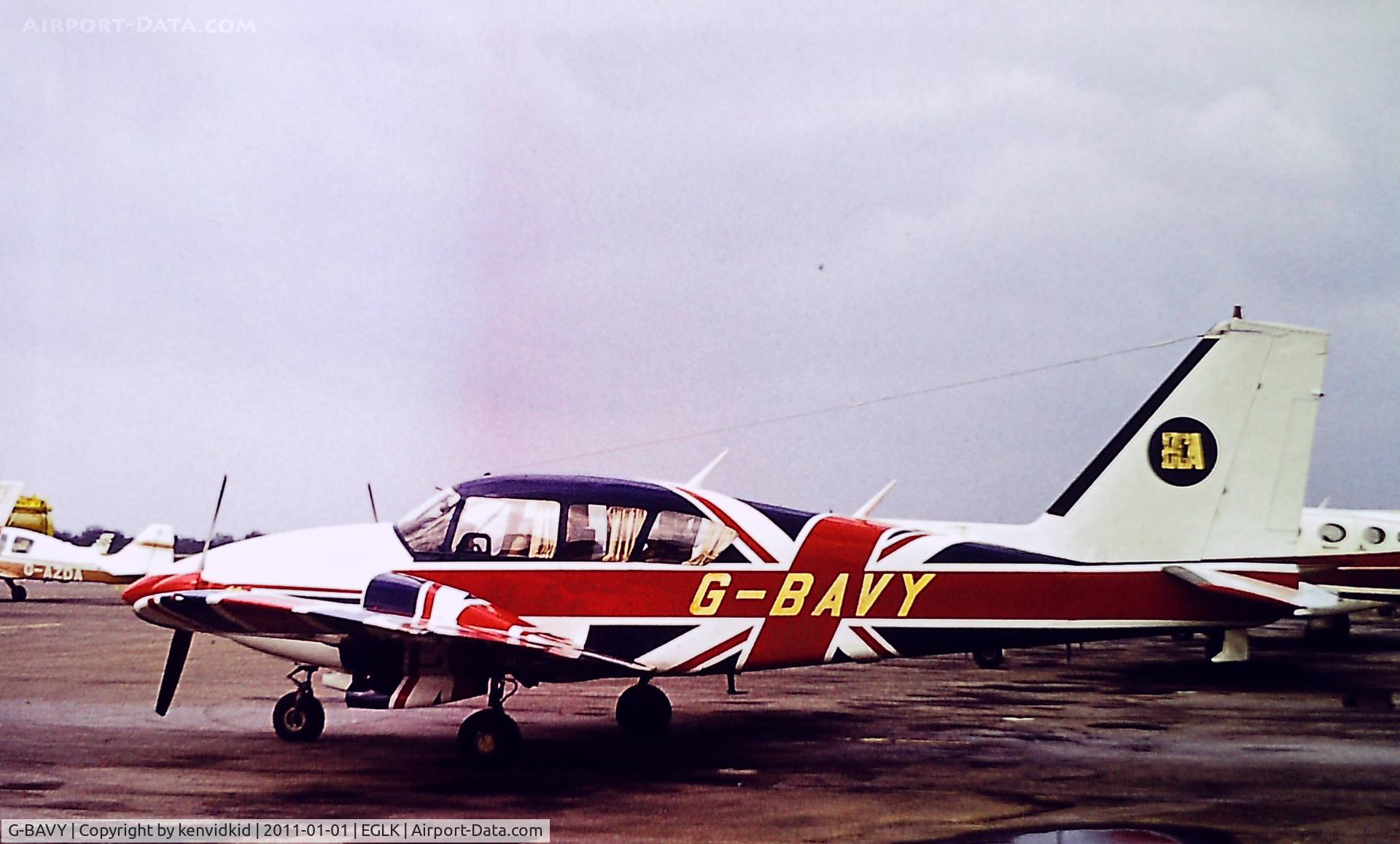 G-BAVY, 1973 Piper PA-23-250 Aztec C/N 27-7305017, At Blackbushe circa 1975.