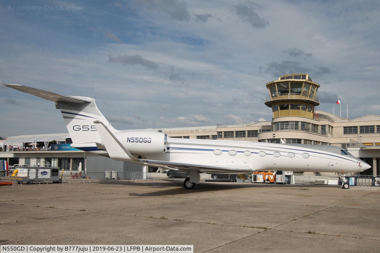 N550GD, 2018 Gulfstream Aerospace GV-SP (G550) C/N 5574, on display at SIAE 2019
