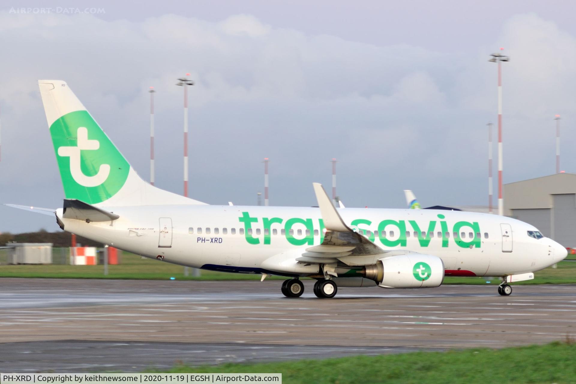 PH-XRD, 2003 Boeing 737-7K2 C/N 30659, Arriving at Norwich from Prague, Czech Republic.