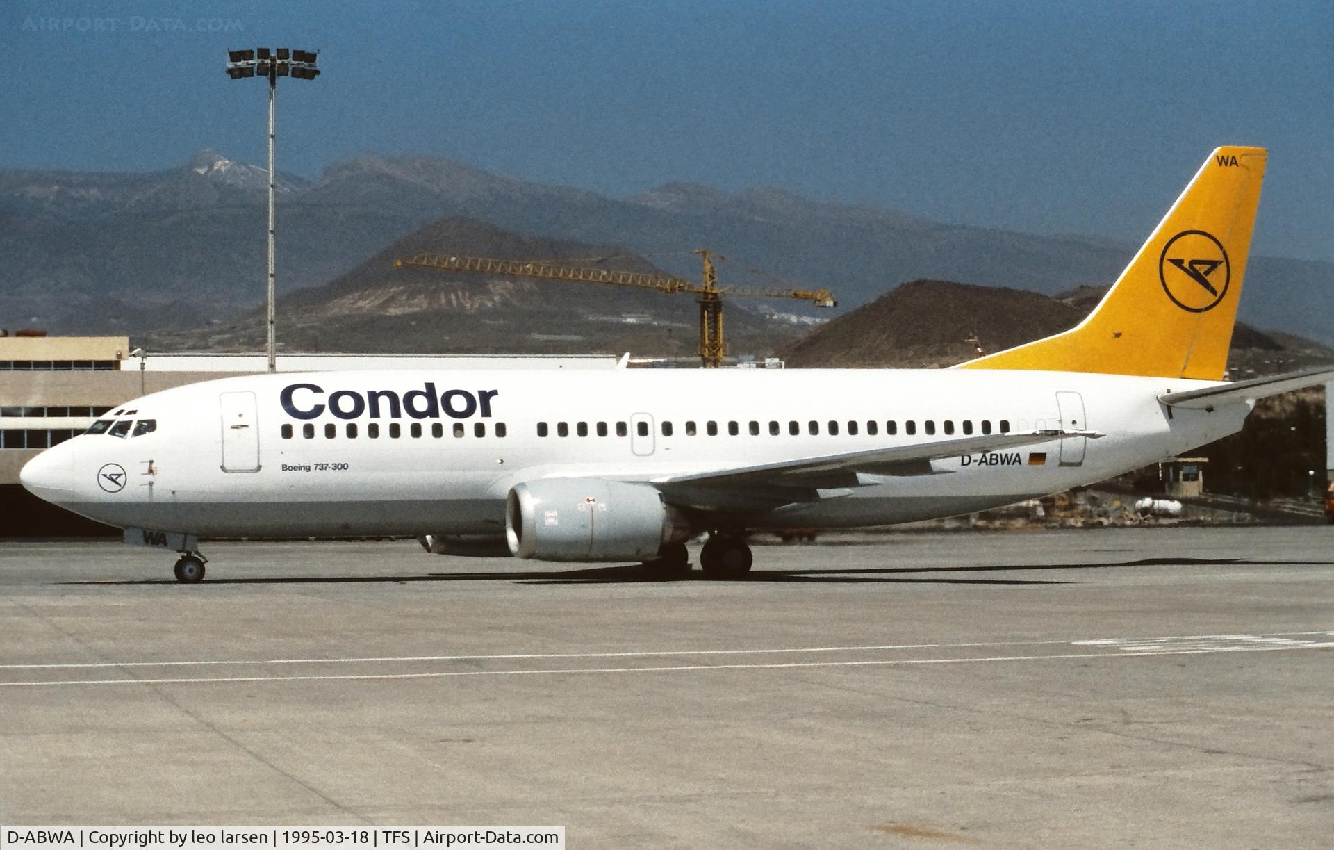 D-ABWA, 1987 Boeing 737-330 C/N 23833, Tenerife South 18.3.1995