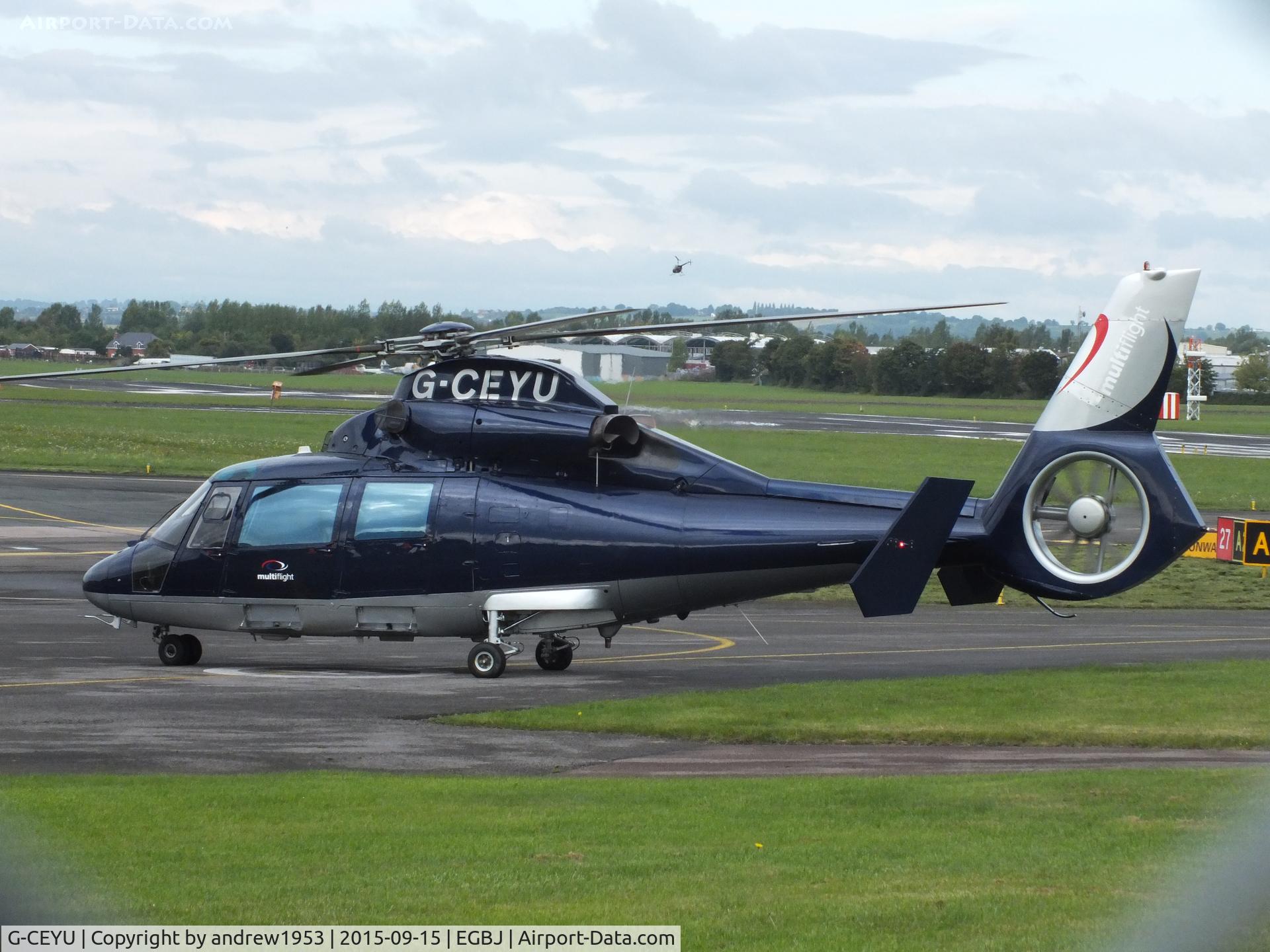 G-CEYU, 1988 Aerospatiale SA-365N-1 Dauphin 2 C/N 6298, G-CEYU at Gloucestershire Airport.