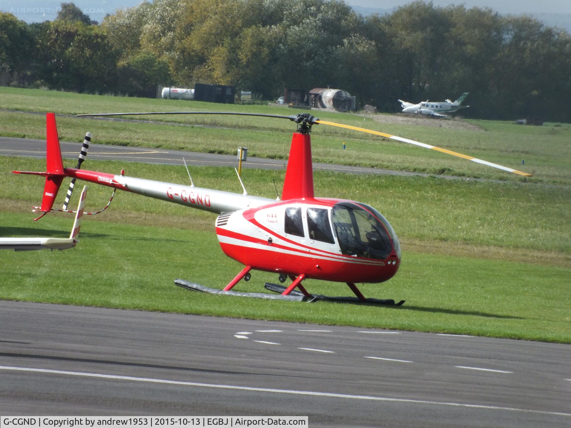 G-CGND, 2010 Robinson R44 Clipper II C/N 12729, G-CGND at Gloucestershire Airport.