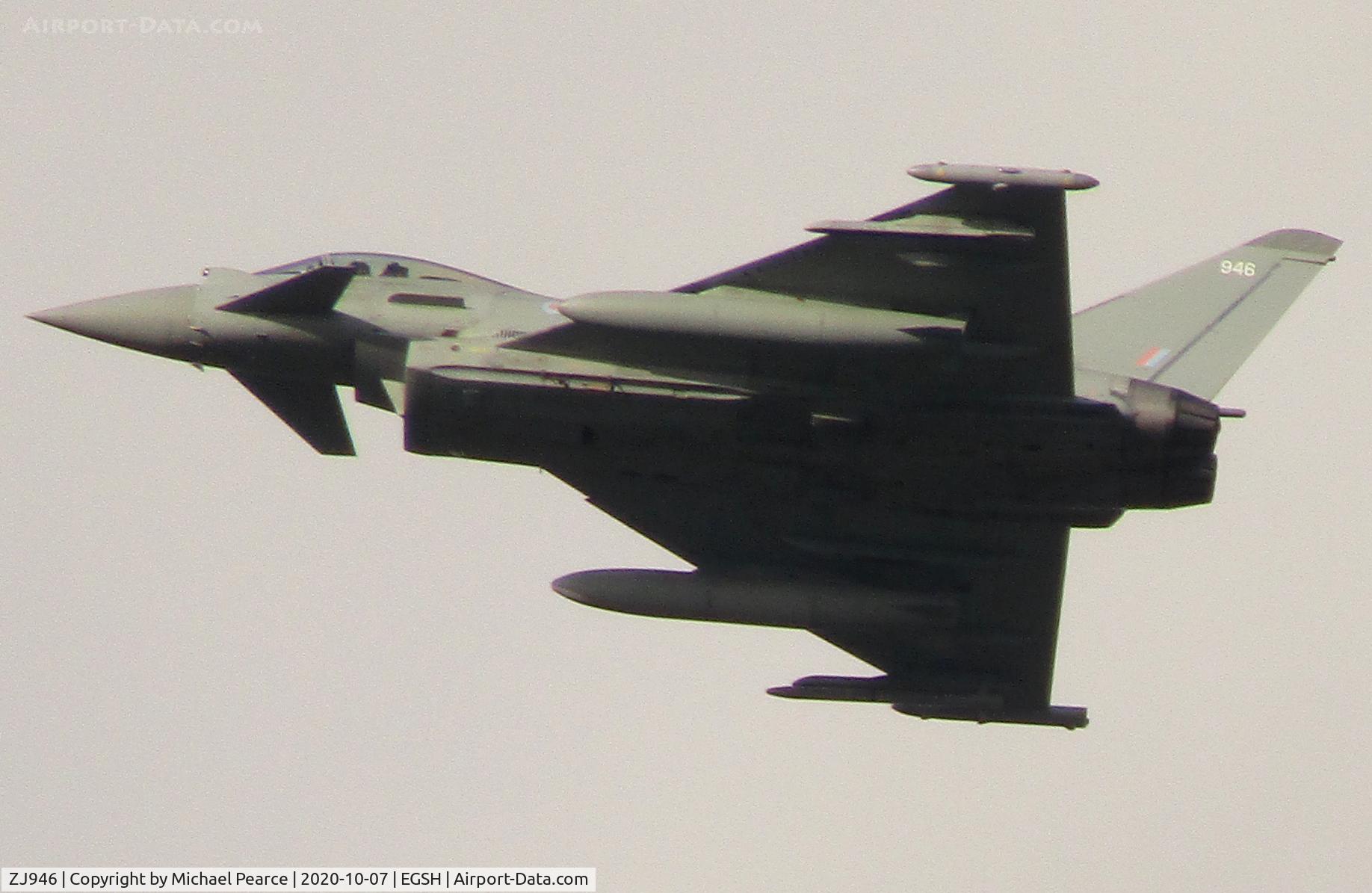 ZJ946, 2008 Eurofighter EF-2000 Typhoon FGR.4 C/N BS039, Climbing from an approach of RWY 27.