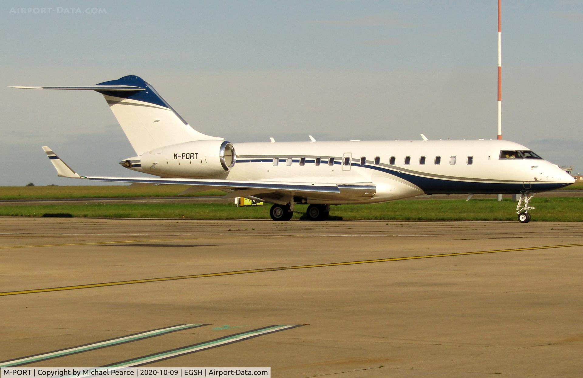 M-PORT, 2019 Bombardier BD-700-1A11 Global 5000 C/N 9868, Departing to Lydd (LYX) after a short visit.