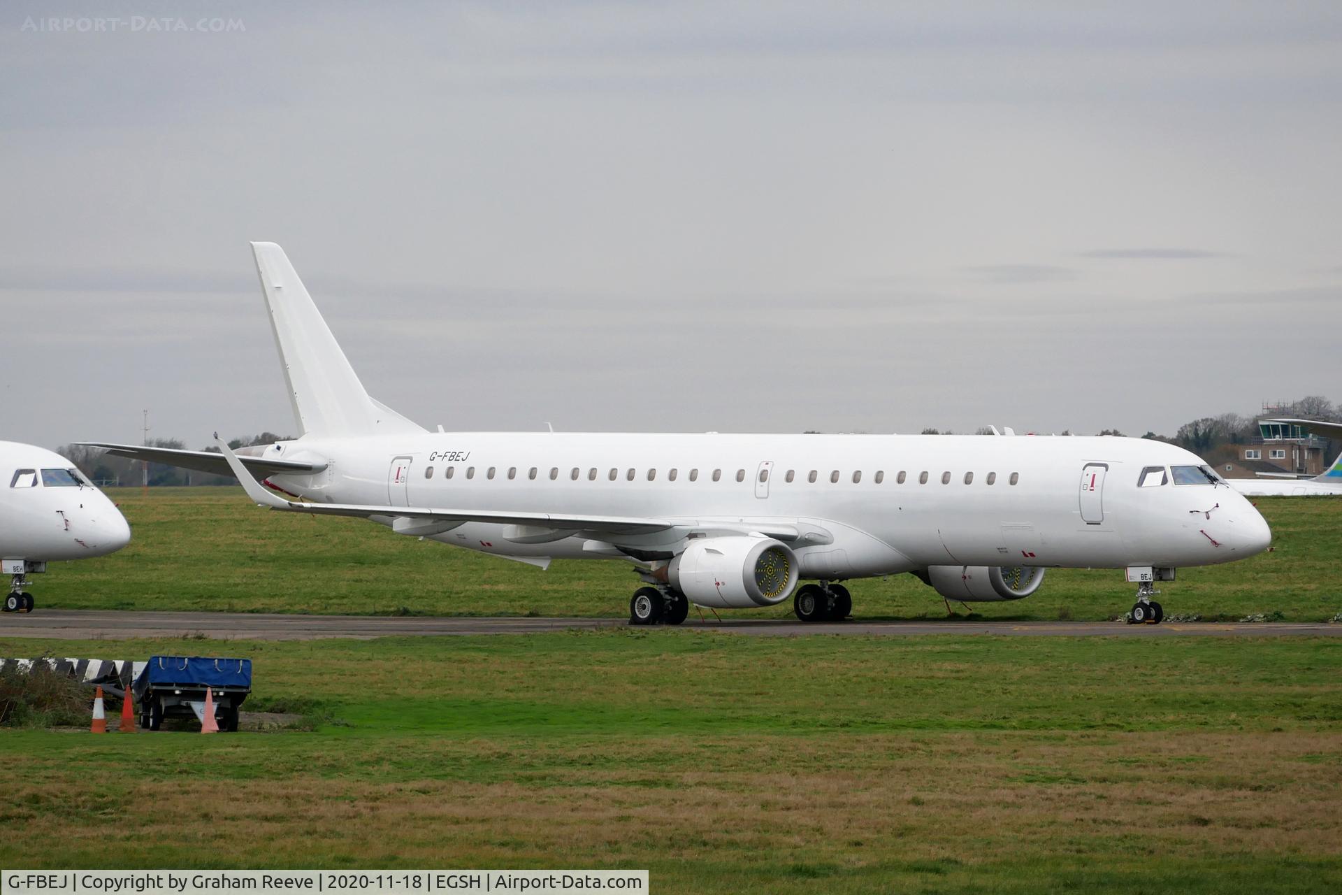 G-FBEJ, 2007 Embraer 195LR (ERJ-190-200LR) C/N 19000155, Parked at Norwich.