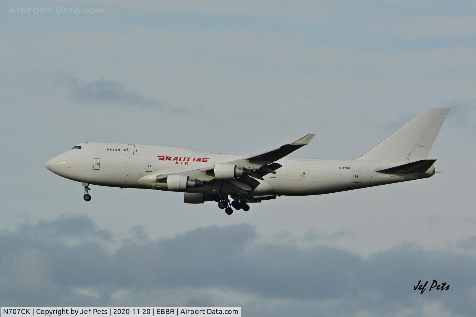 N707CK, 1992 Boeing 747-4B5 BDSF C/N 26395, Landing at Brussels Airport.
