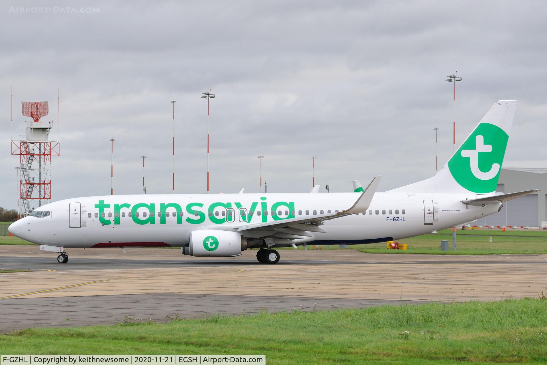 F-GZHL, 2014 Boeing 737-8K2 C/N 37791, Leaving Norwich for Paris, Orly, with later colour scheme.