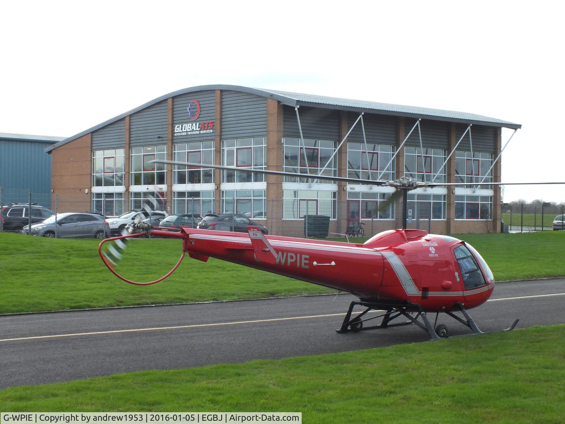 G-WPIE, 1986 Enstrom 280FX Shark C/N 2012, G-WPIE at Gloucestershire Airport.