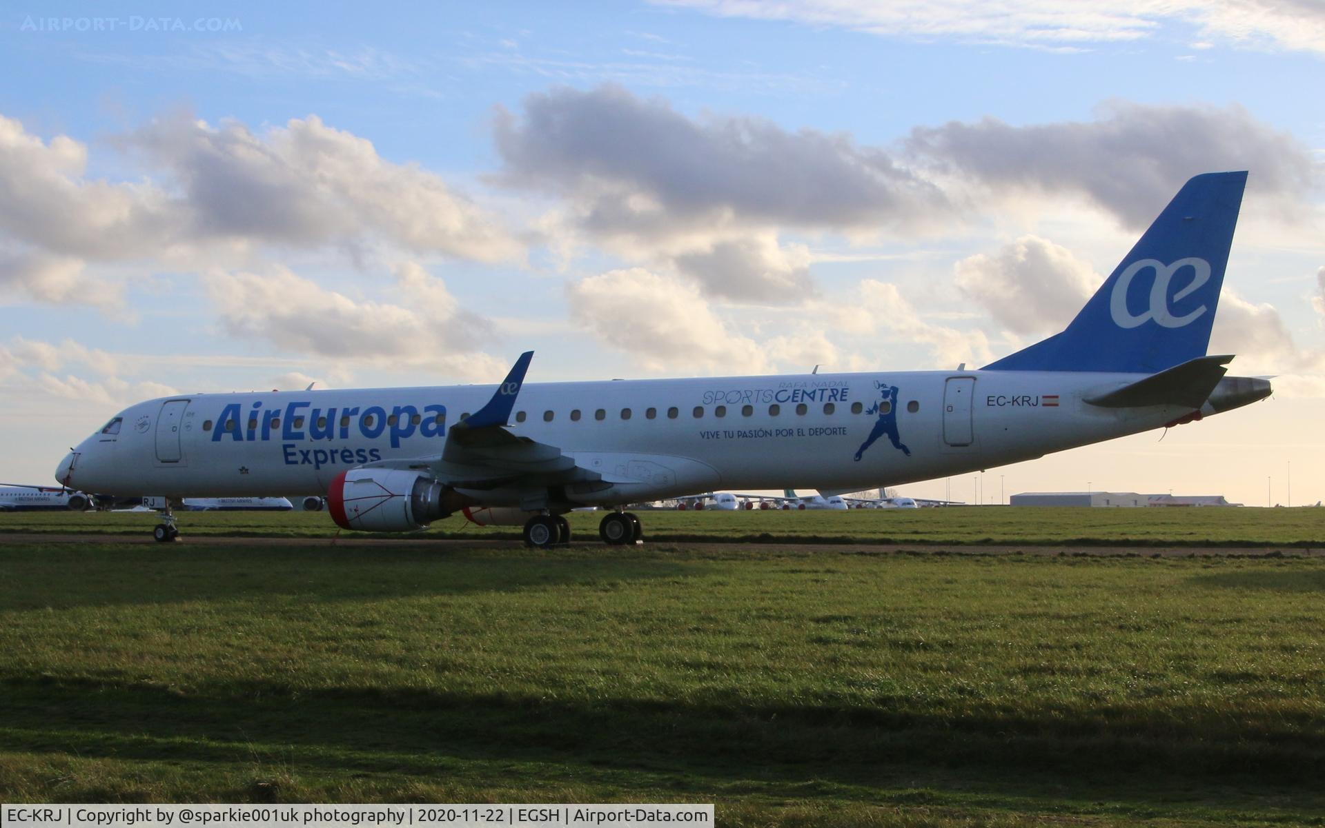 EC-KRJ, 2008 Embraer 195LR (ERJ-190-200LR) C/N 19000196, Seen parked North side
